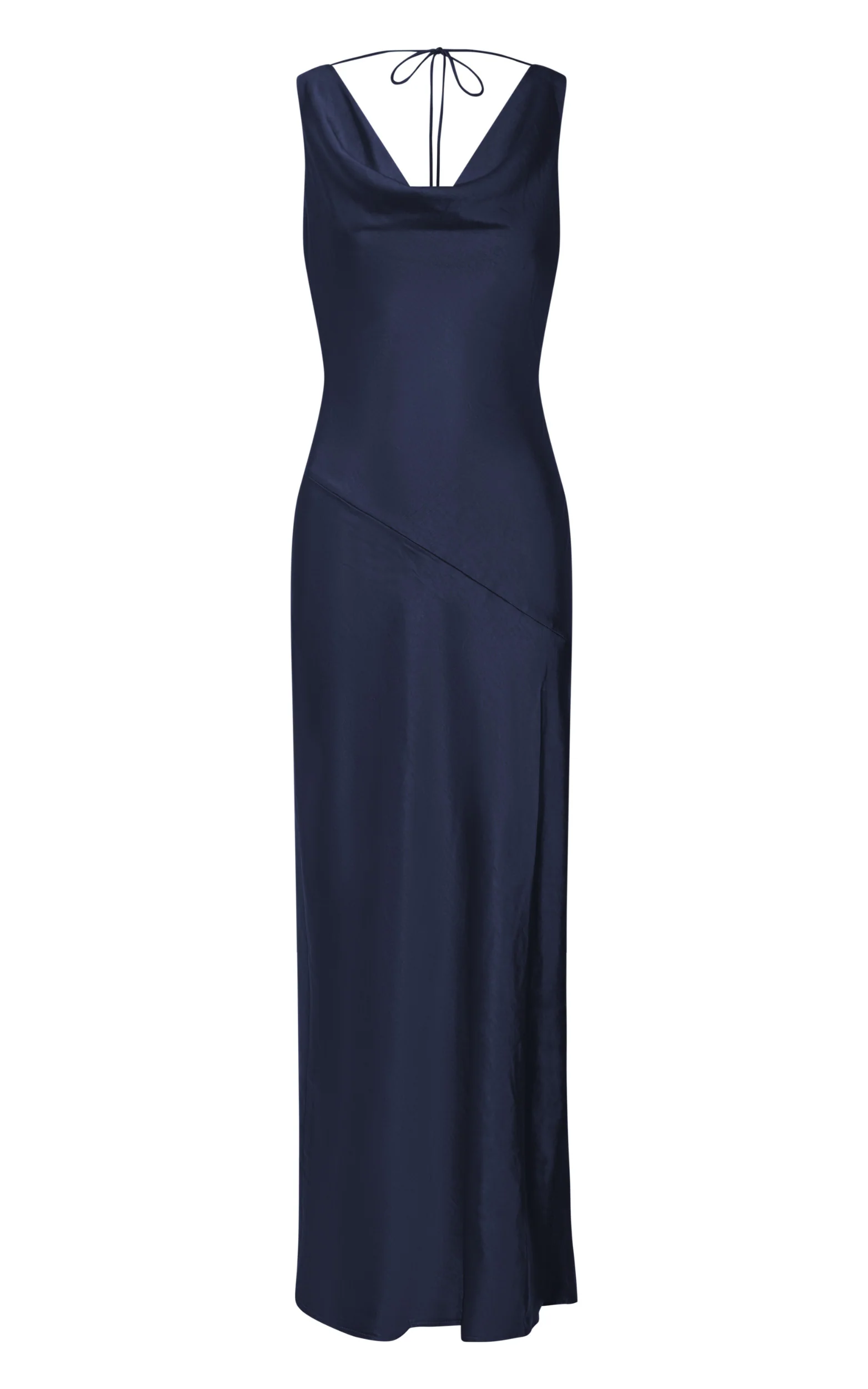 Adilah Maxi Dress - Cowl Neck Satin Dress in Navy - Image 10