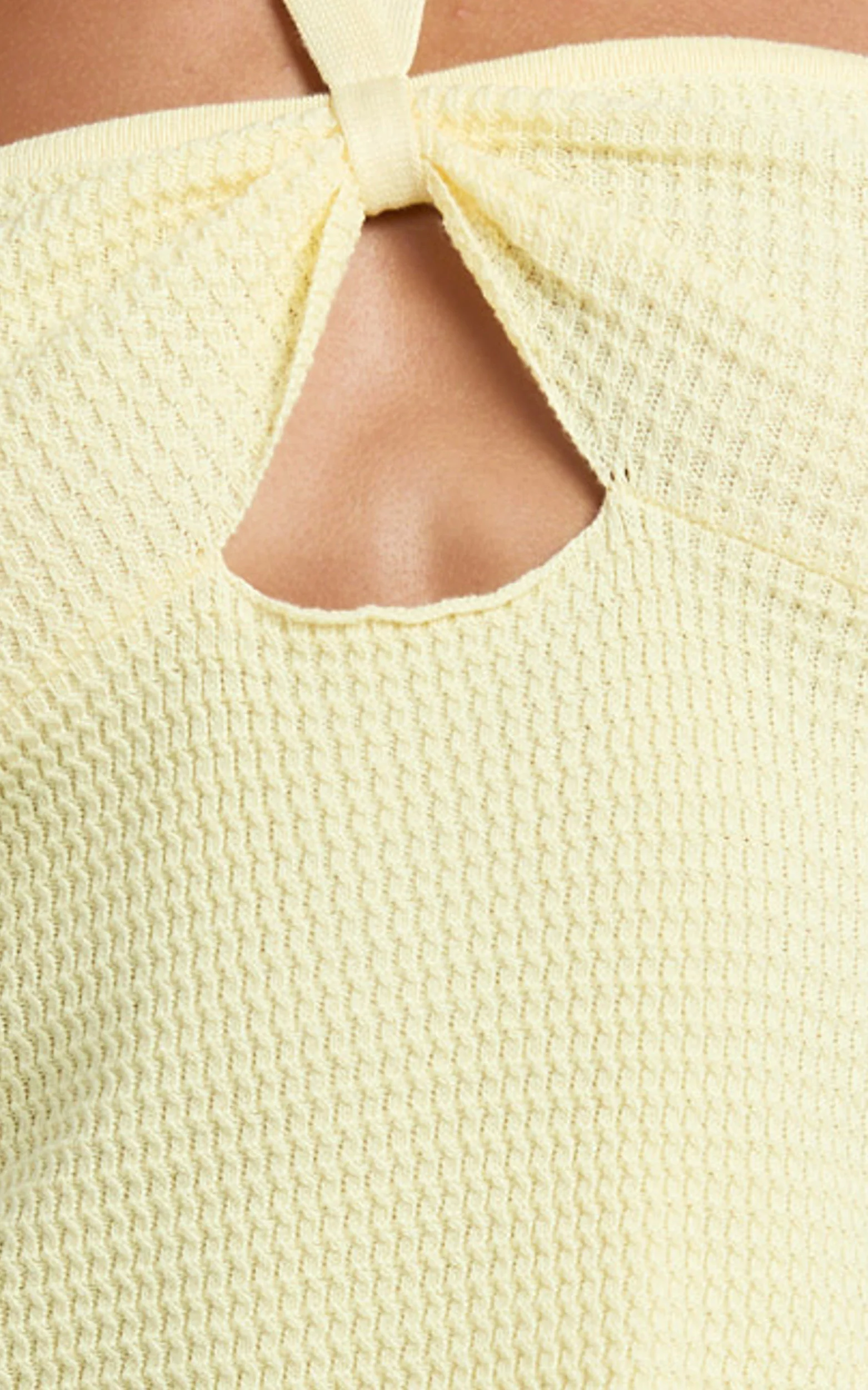 Agnes Top - Halter Neck Cut Out Knitted Top in Lemon - Image 7