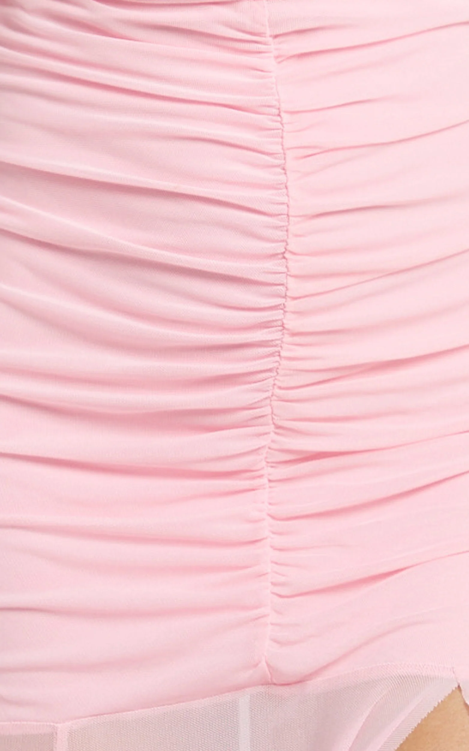 Alanna Maxi Dress - Off Shoulder Ruched Mesh Dress in Pink - Image 6