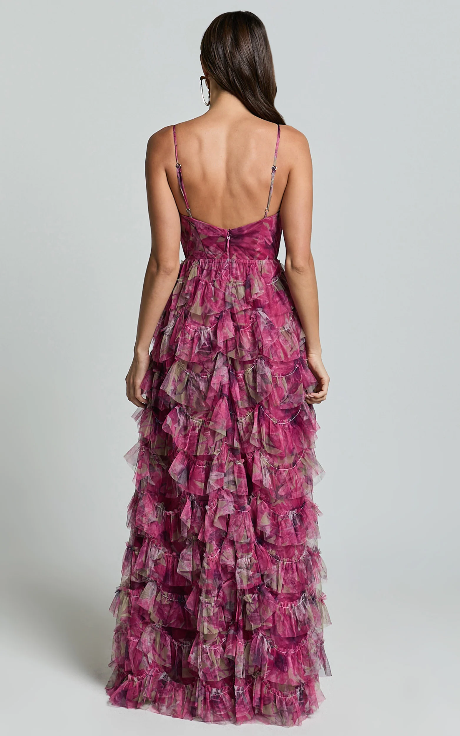 Amalie The Label - Josette Tulle Tiered Maxi Dress in Pink Floral - Image 7