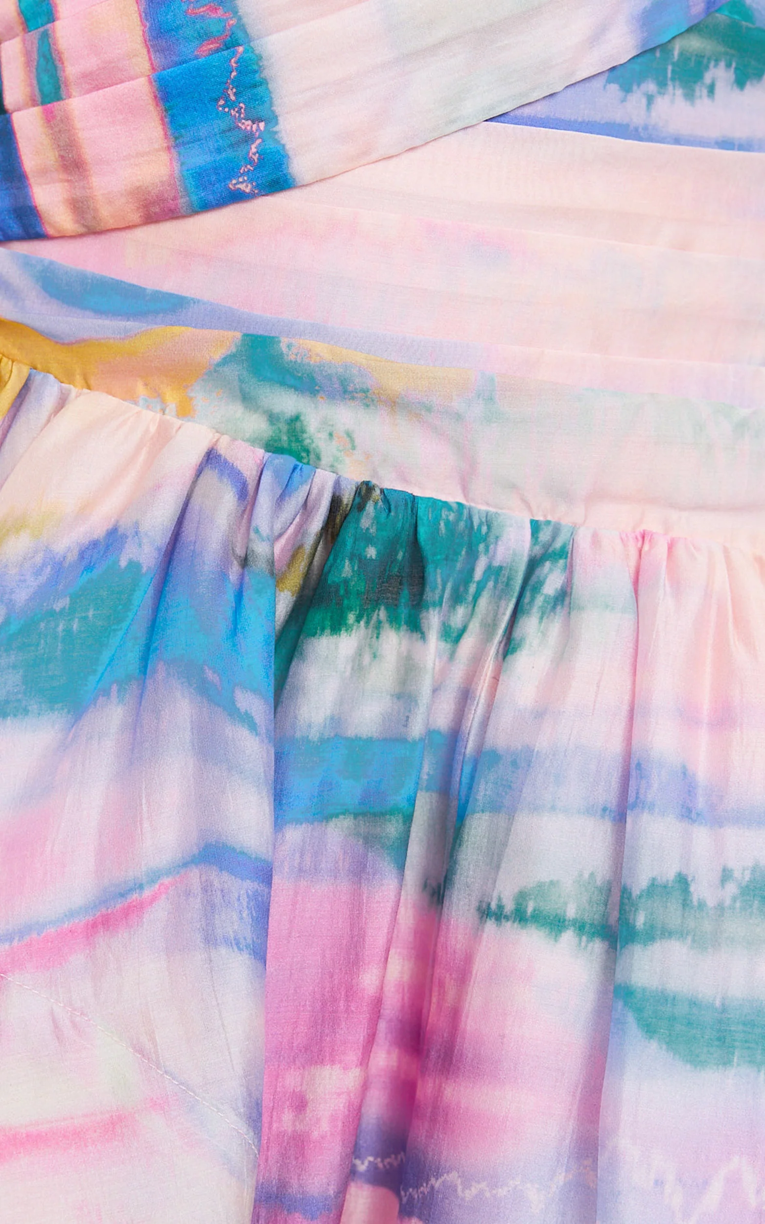 Amalie The Label - Keziah One Shoulder Asymmetric Maxi Dress in Abstract Sunset Print - Image 7