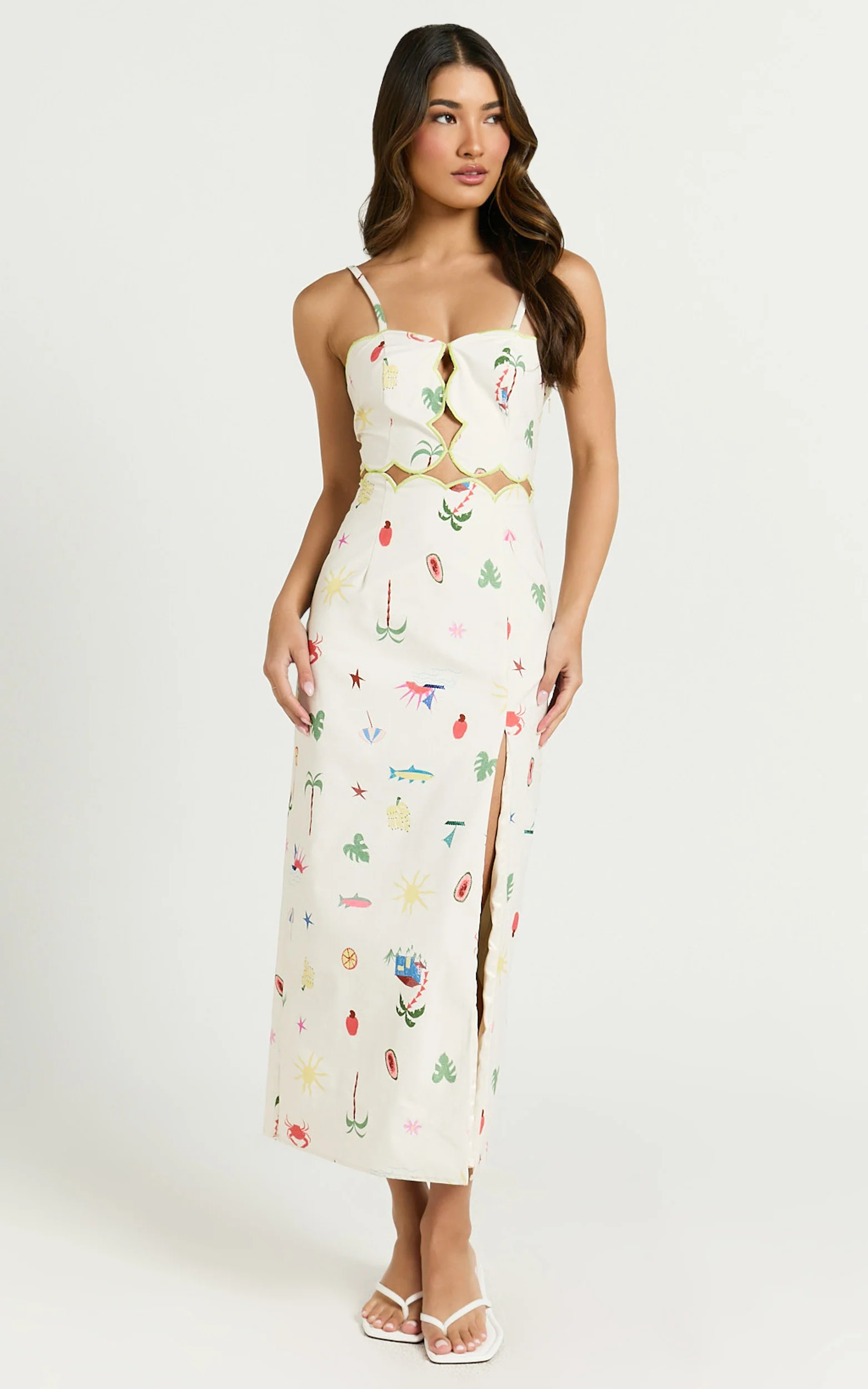 Amalie The Label - Malia Lace Up Back Midi Dress in Tropical Oasis Print - Image 5