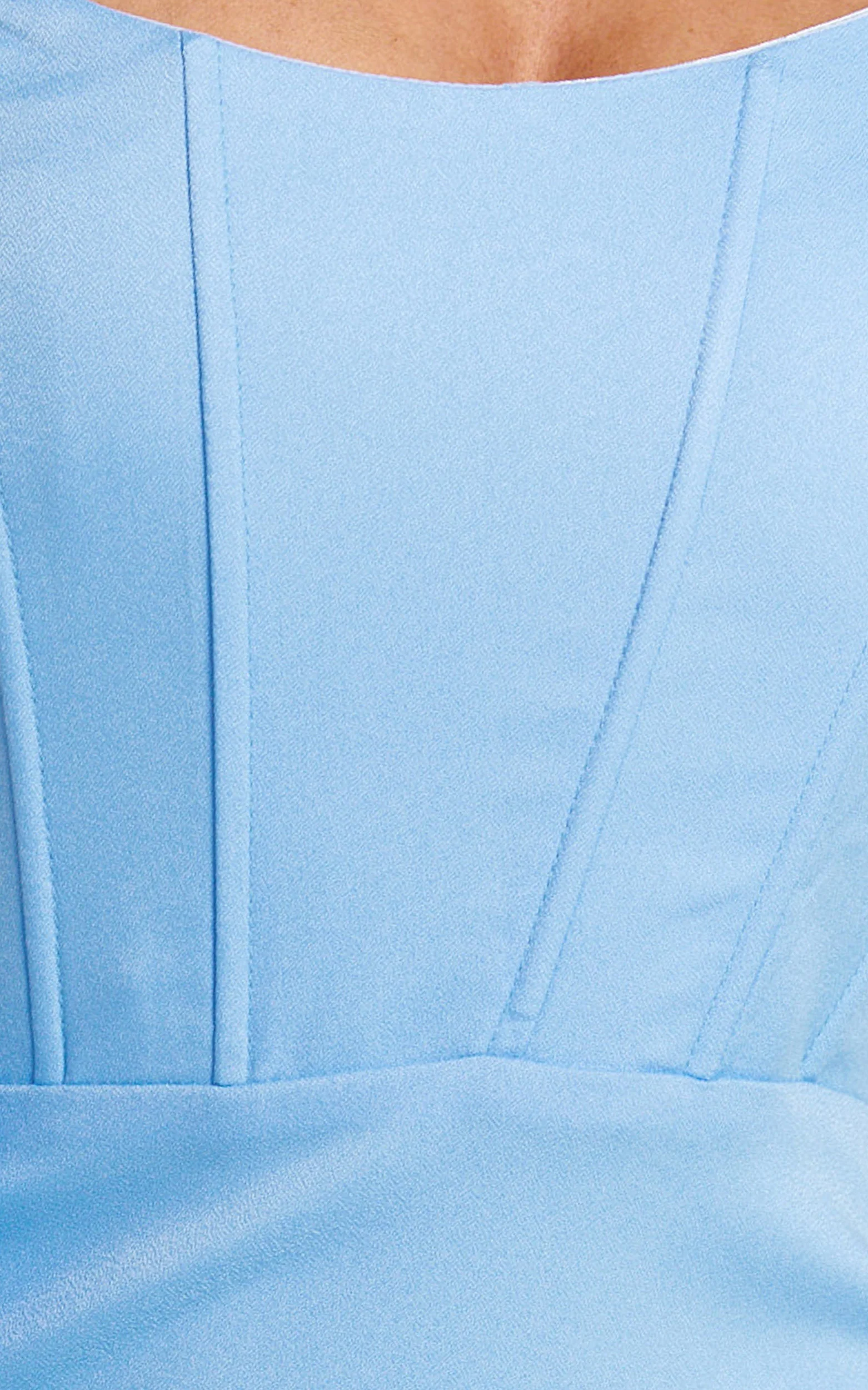 Amalie The Label - Valencia One Shoulder Ruffle Detail Mini Dress in Sky Blue - Image 7