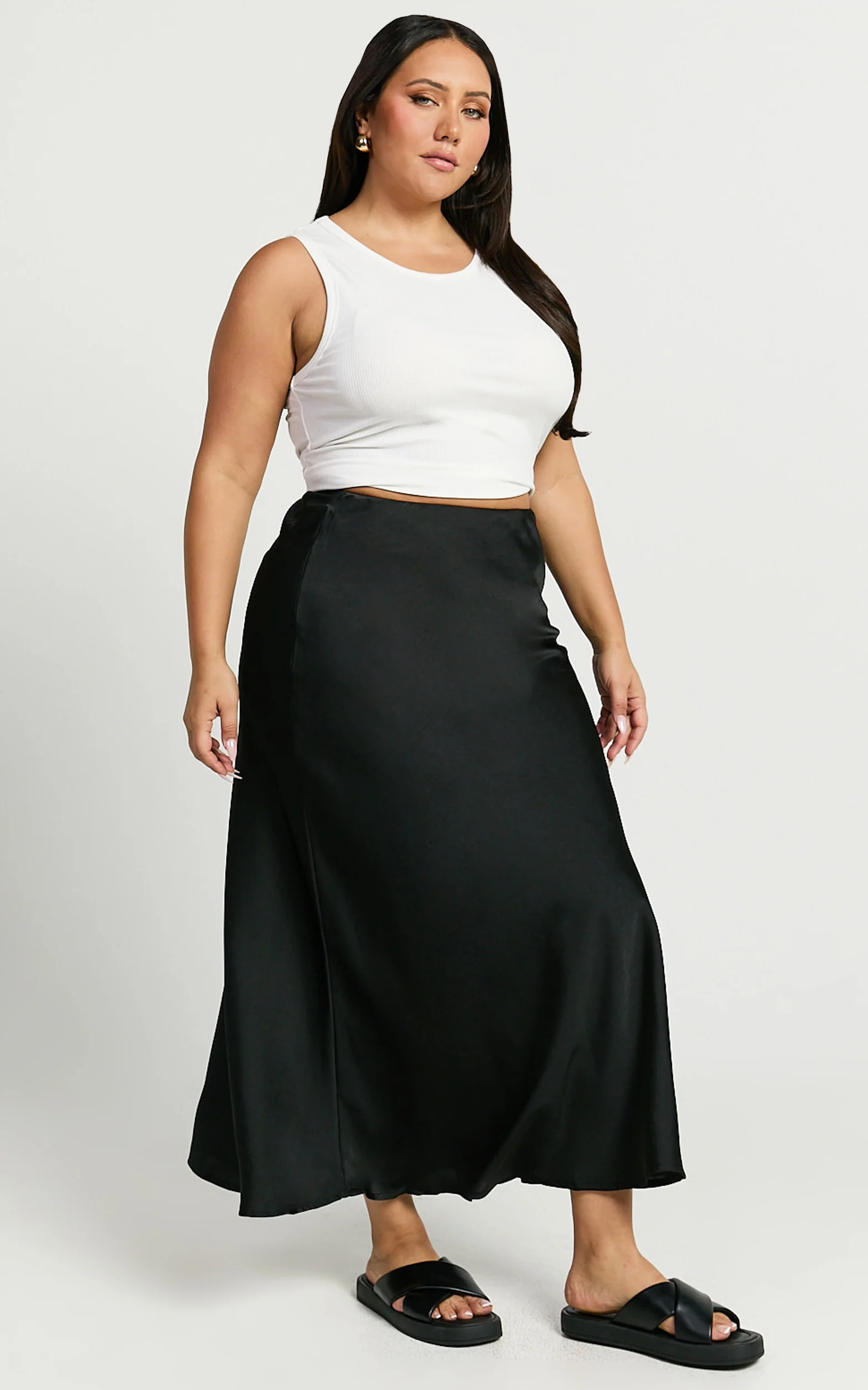 Amari Maxi Skirt - High Waisted Bias Cut Skirt in Black - Image 6
