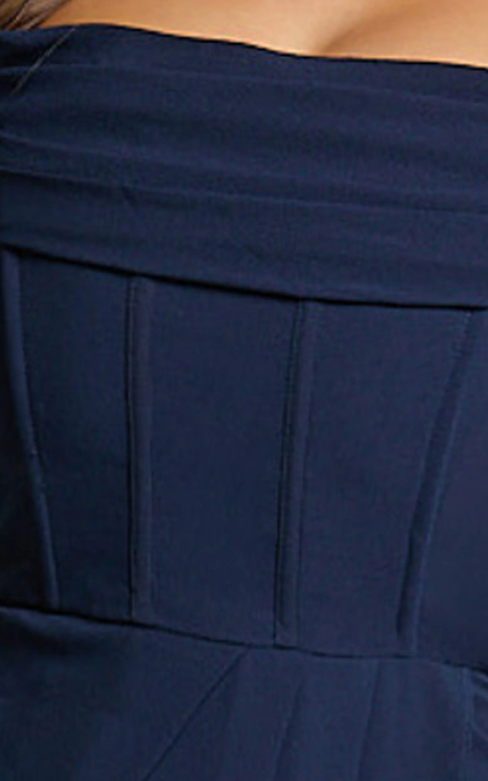Andrina Midi Dress - High Low Wrap Corset Dress in Navy - Image 8