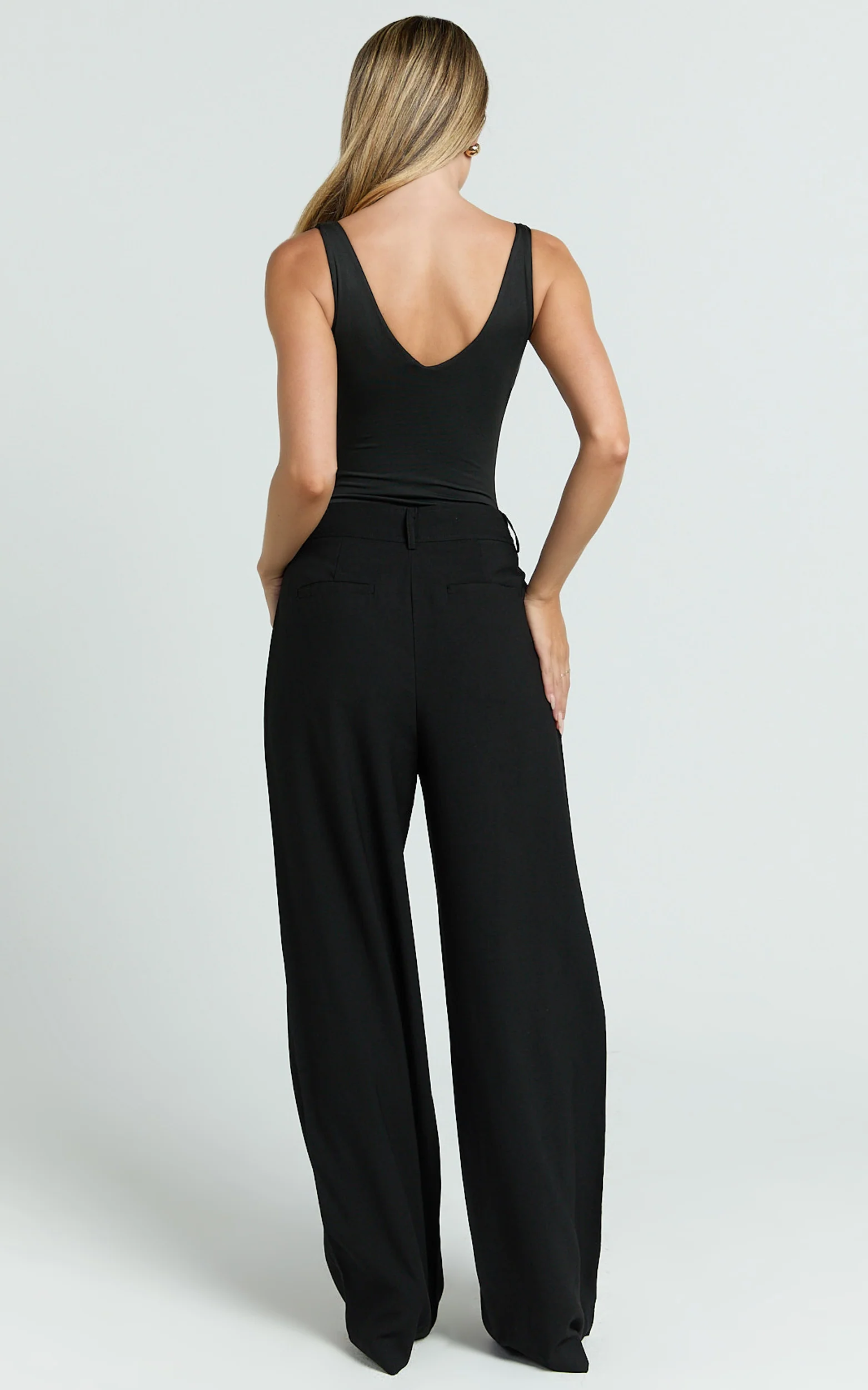 Augustus Pants - High Waisted Wide Leg Tailored Pants in Black - Image 7