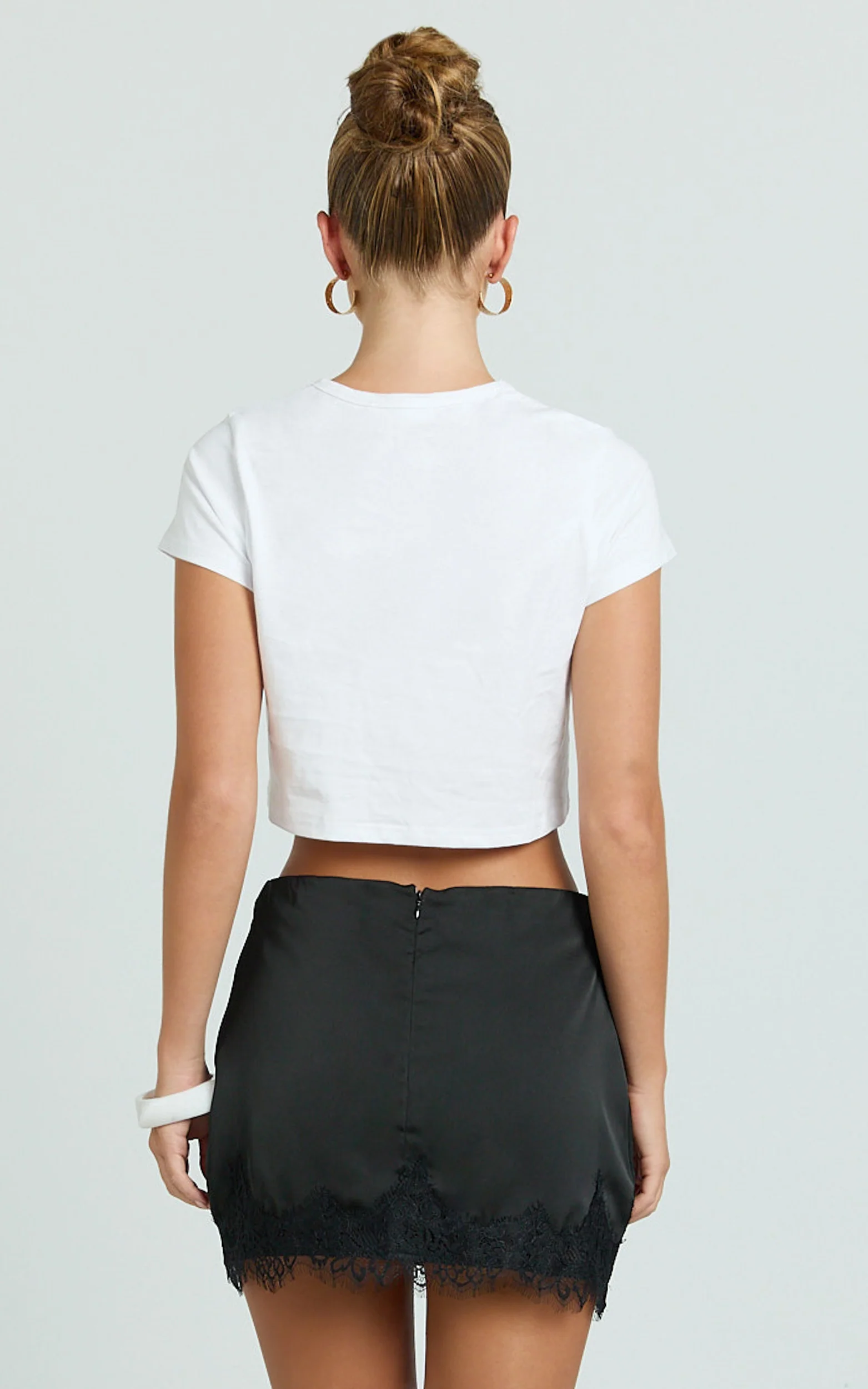 Ava Mini Skirt - Lace Trim Skirt in Black - Image 8