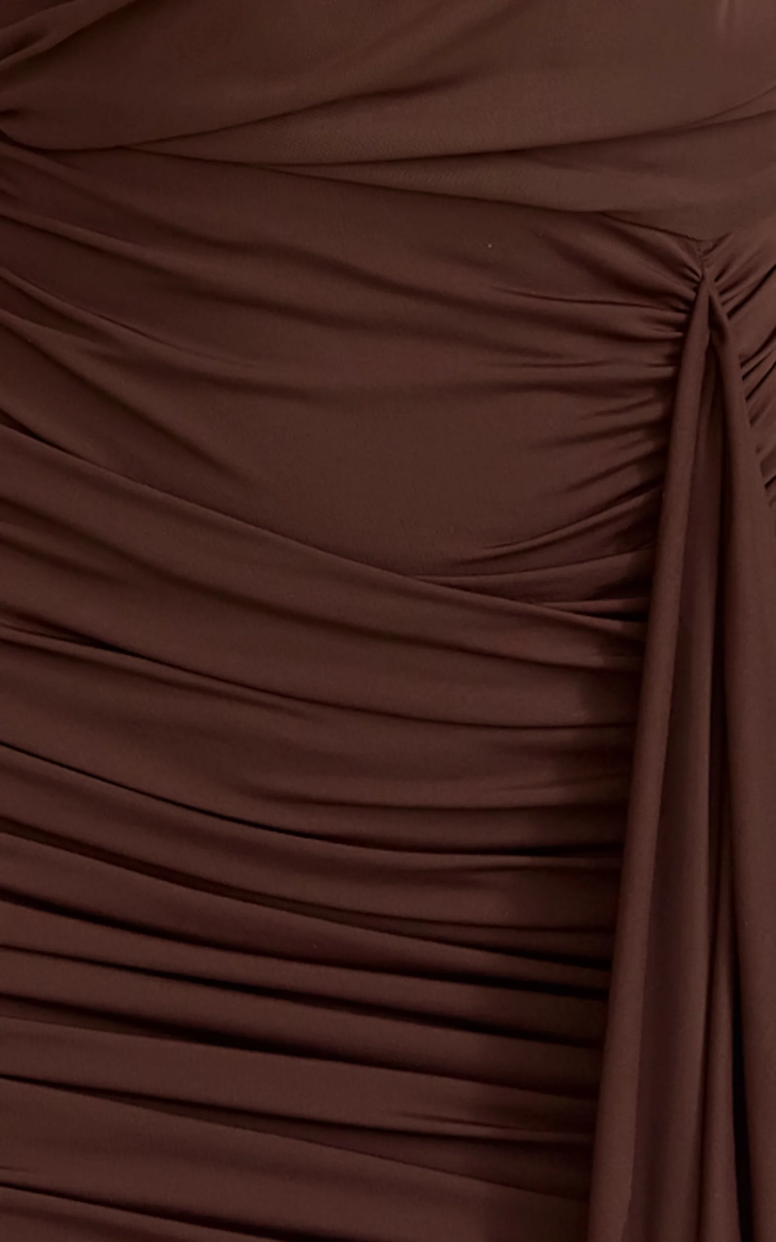Baylee Mini Dress - Gathered One Shoulder Bodycon Dress in Dark Chocolate - Image 10