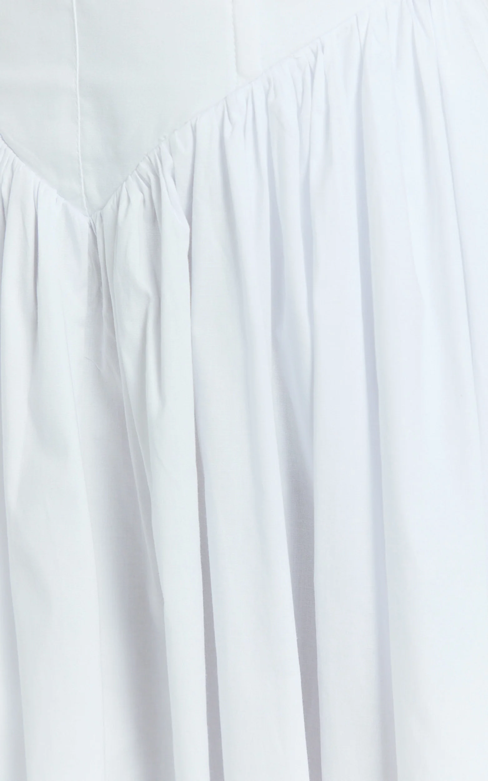 Beckett Midi Dress - Scoop Neck Drop V Waist Gathered Skirt Dress in White - Image 2