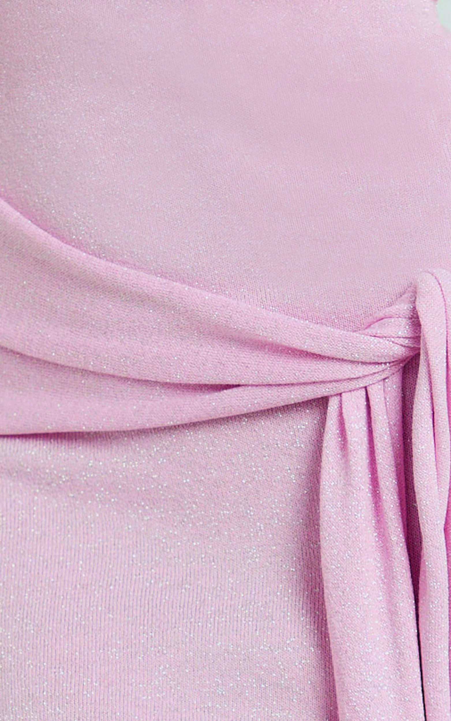 Berkley Maxi Dress - Knit Turtle Neck Tie Waist Dress in Pink - Image 7