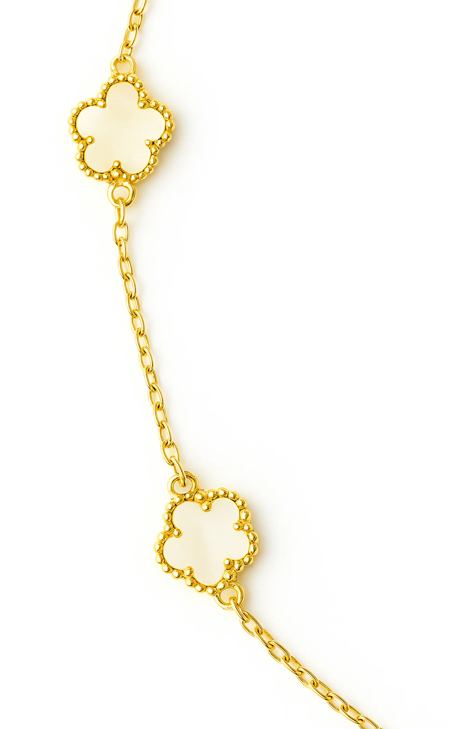 Britt Necklace - Multi Clover Pendant Necklace in Gold/White - Image 4