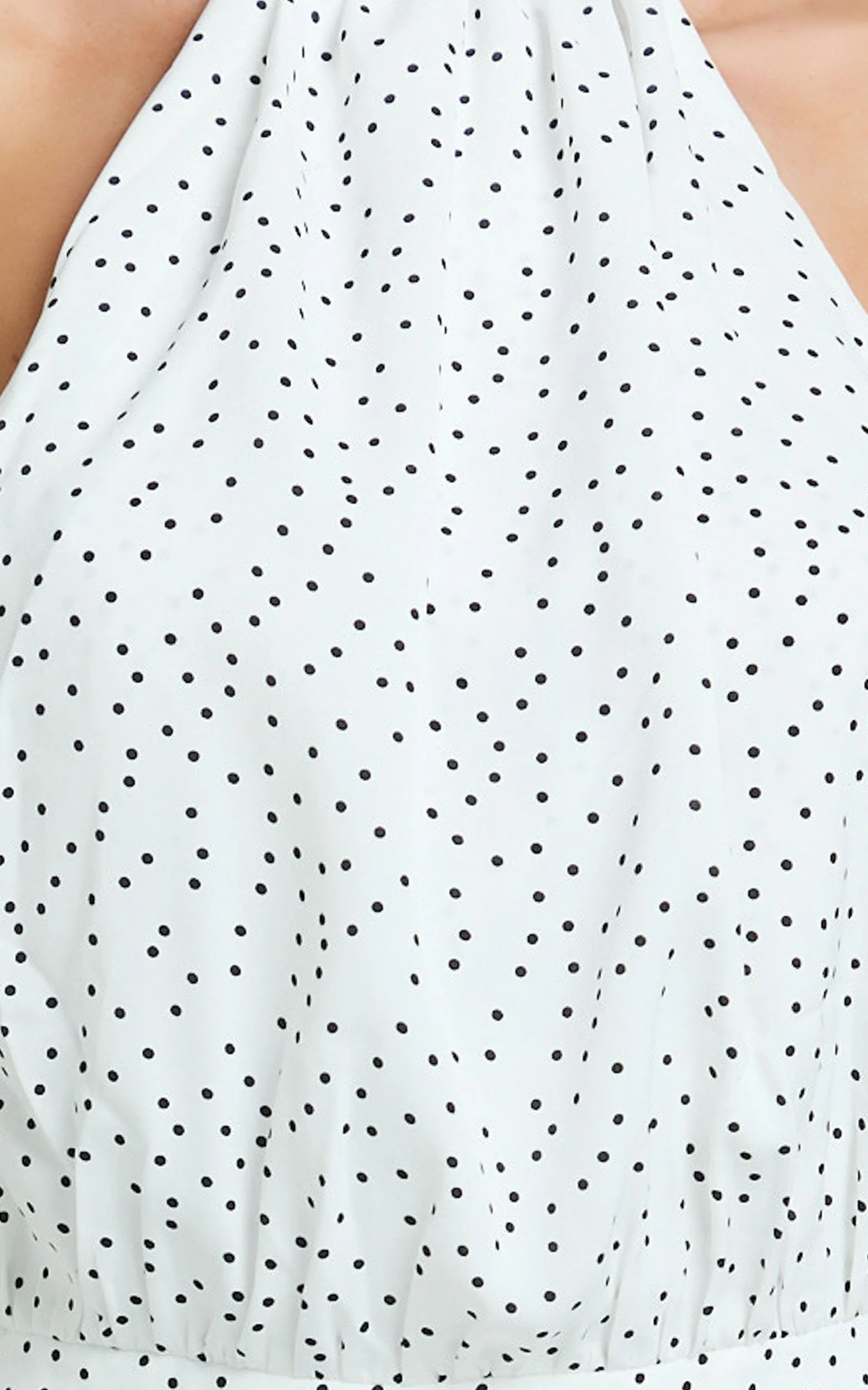 Bryonie Mini Dress - Backless Halter Dress in Ivory With Black Polka Dot - Image 7