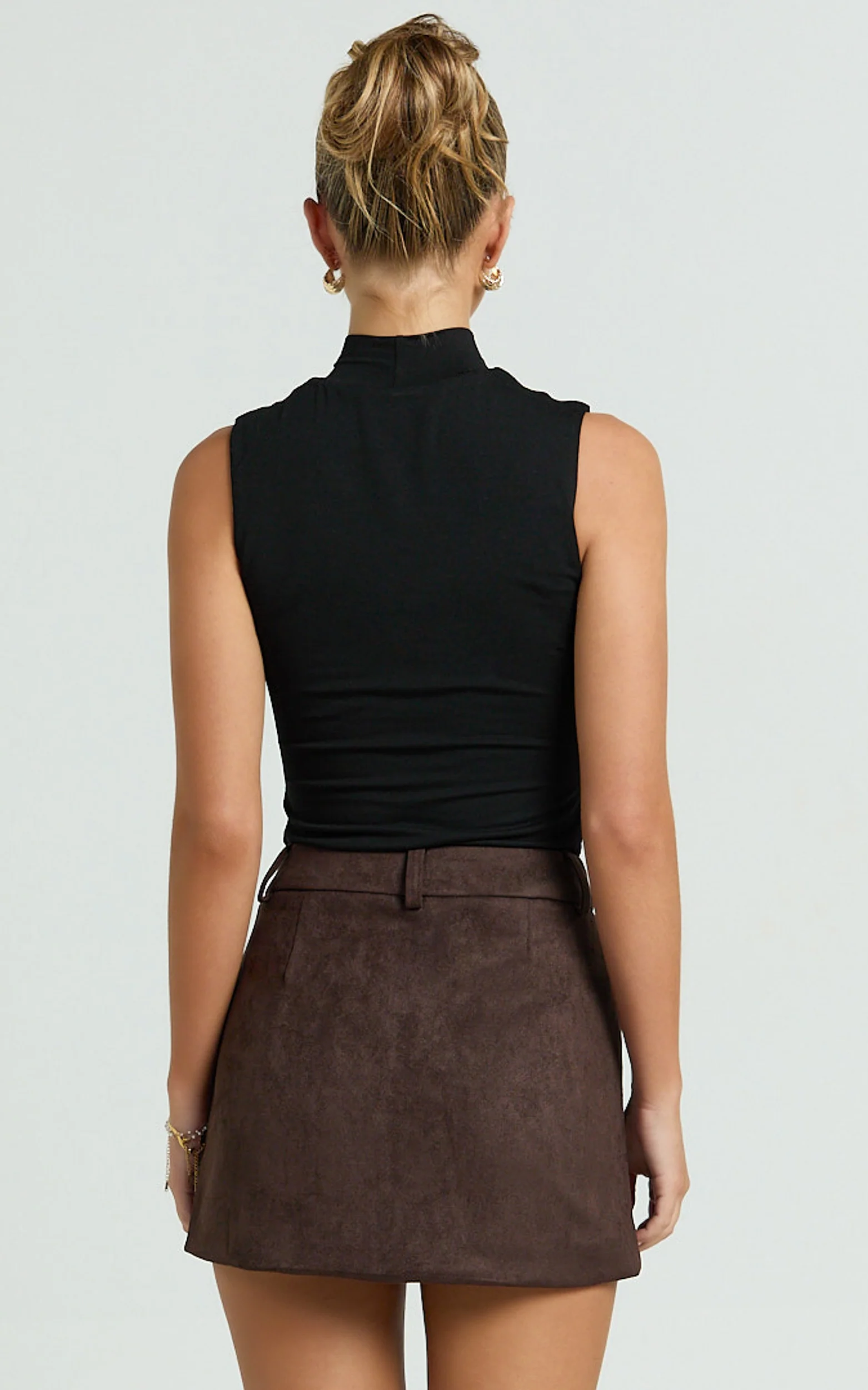 Caitlyn Top - High Neck Sleeveless Tank Top in Black - Image 11