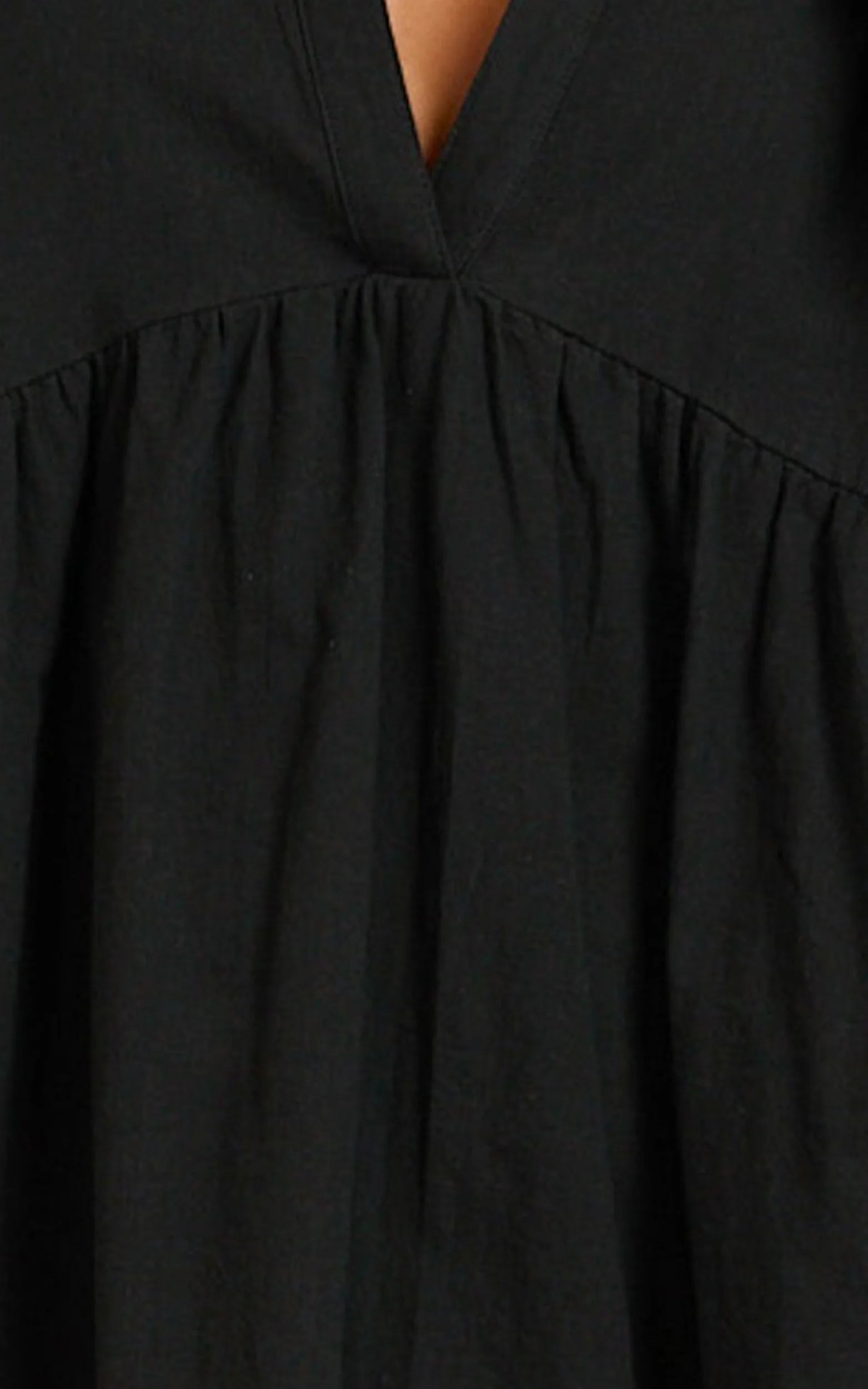 Calissa Mini Dress - Frill Hem Smock Dress in Black - Image 9