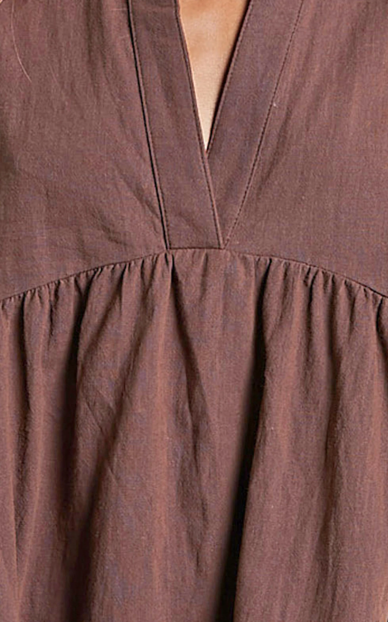 Calissa Mini Dress - Frill Hem Smock Dress in Chocolate - Image 9