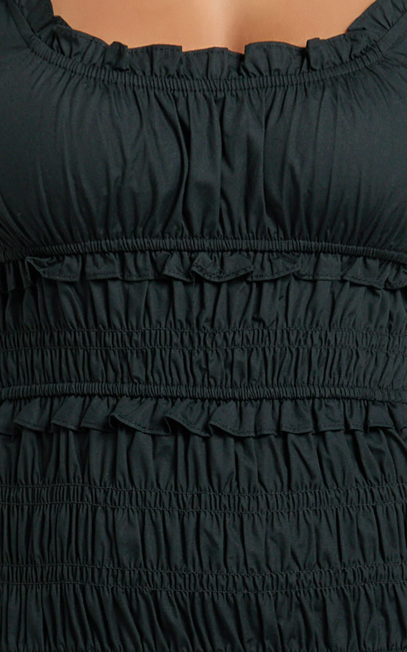 Cami Midi Dress - Rushed Bodice Dress in Black - Image 6