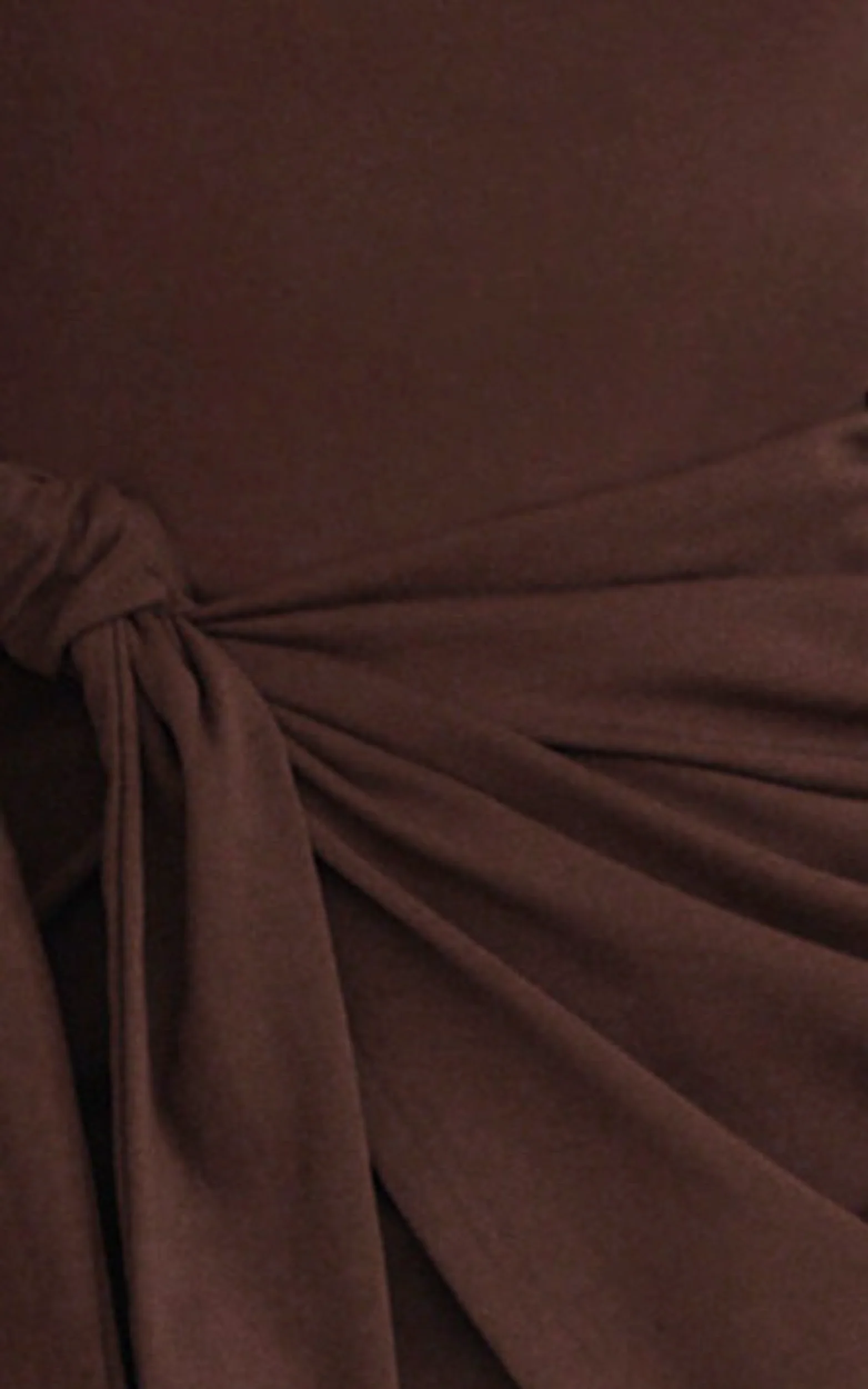 Candace Mini Dress - Faux Wrap Shift Dress in Chocolate - Image 6