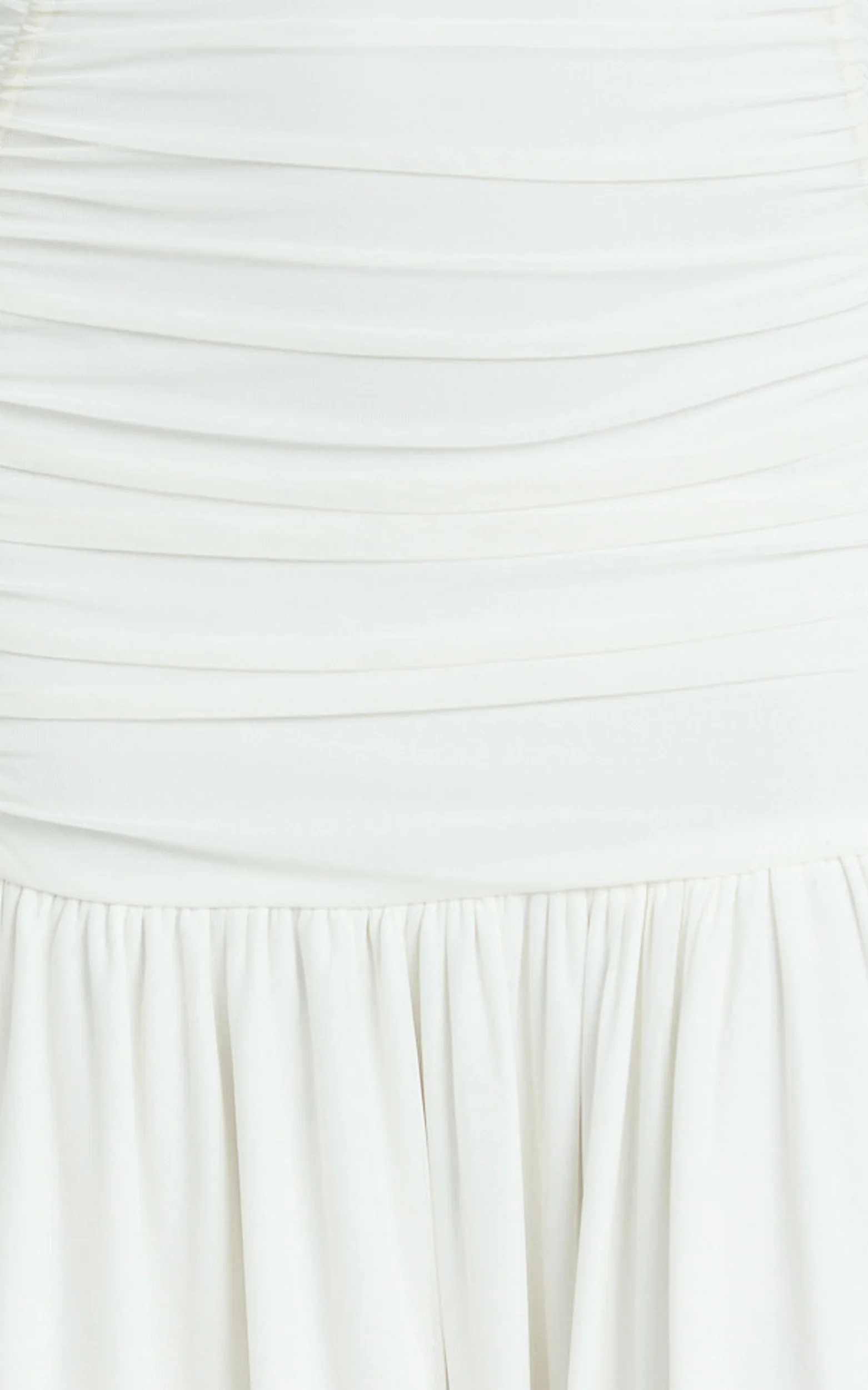 Cardi Maxi Dress - Ruched Mesh High Leg Split Dress in Ivory - Image 7