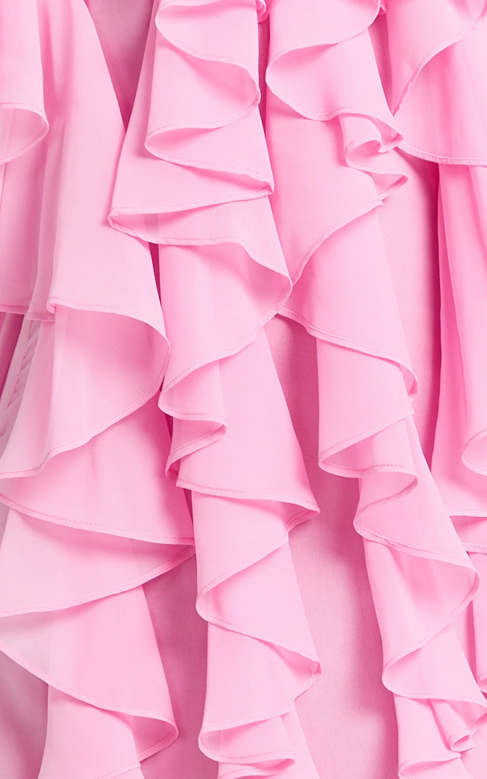 Carlson Mini Dress - Halter Neck Ruffle Tiered Dress in Pink - Image 7