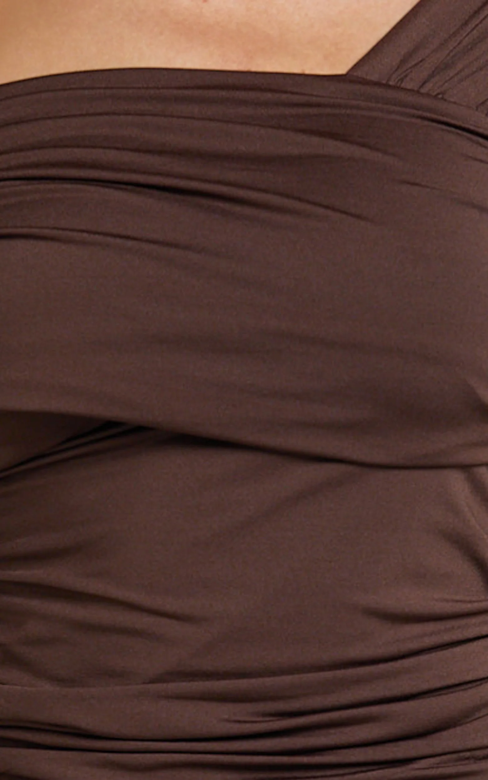 Cate Top - Long Sleeve Asymmetrical Neckline Top in Chocolate - Image 7
