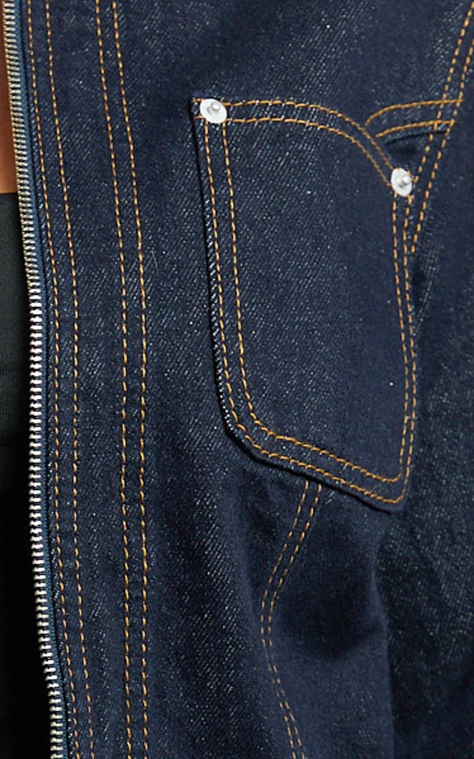 Celia Jacket - Collared Zip Front Crop Fitted Jacket in Dark Blue Wash - Image 7