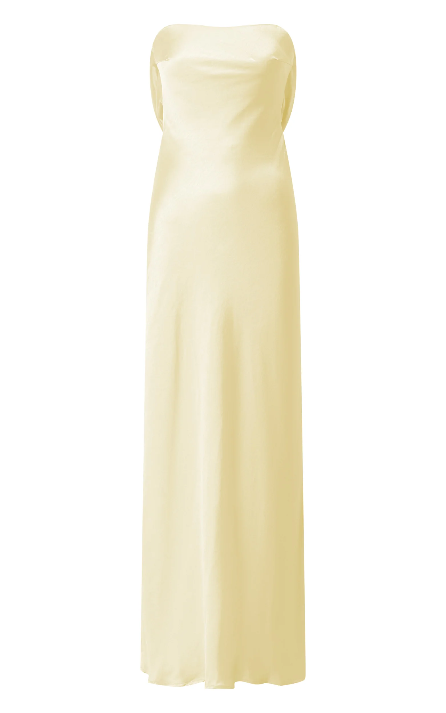 Charlita Maxi Dress - Strapless Cowl Back Satin Dress in Butter Yellow - Image 9