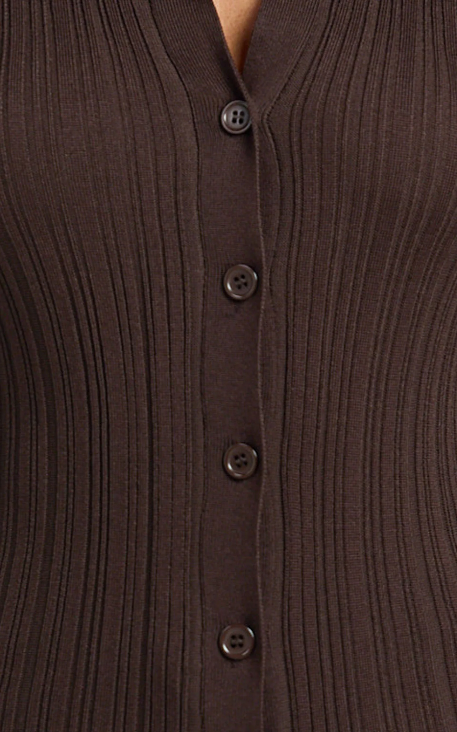 Kelsey Top - Button Through Long Sleeve Knit Top in Chocolate - Image 9