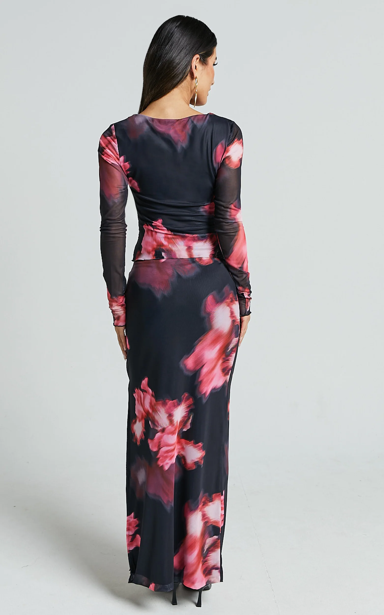 Chrissy Maxi Skirt - High Waisted Mesh Skirt in Daze Print - Image 6