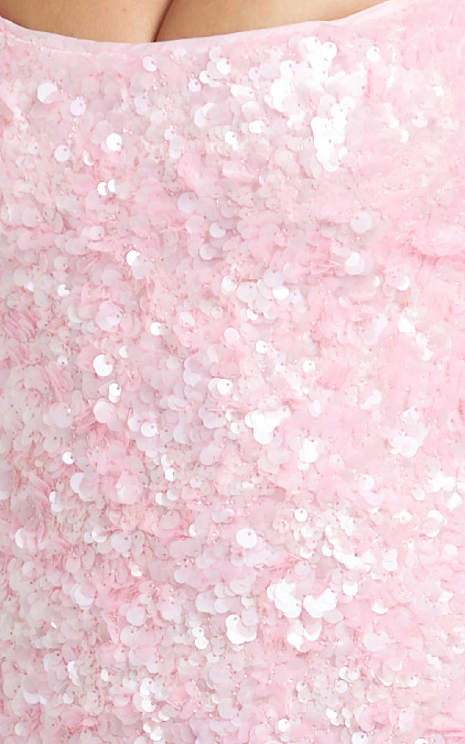 Clara Maxi Dress - Scoop Neck Tie Back Fitted Sequin Dress in Pink - Image 7