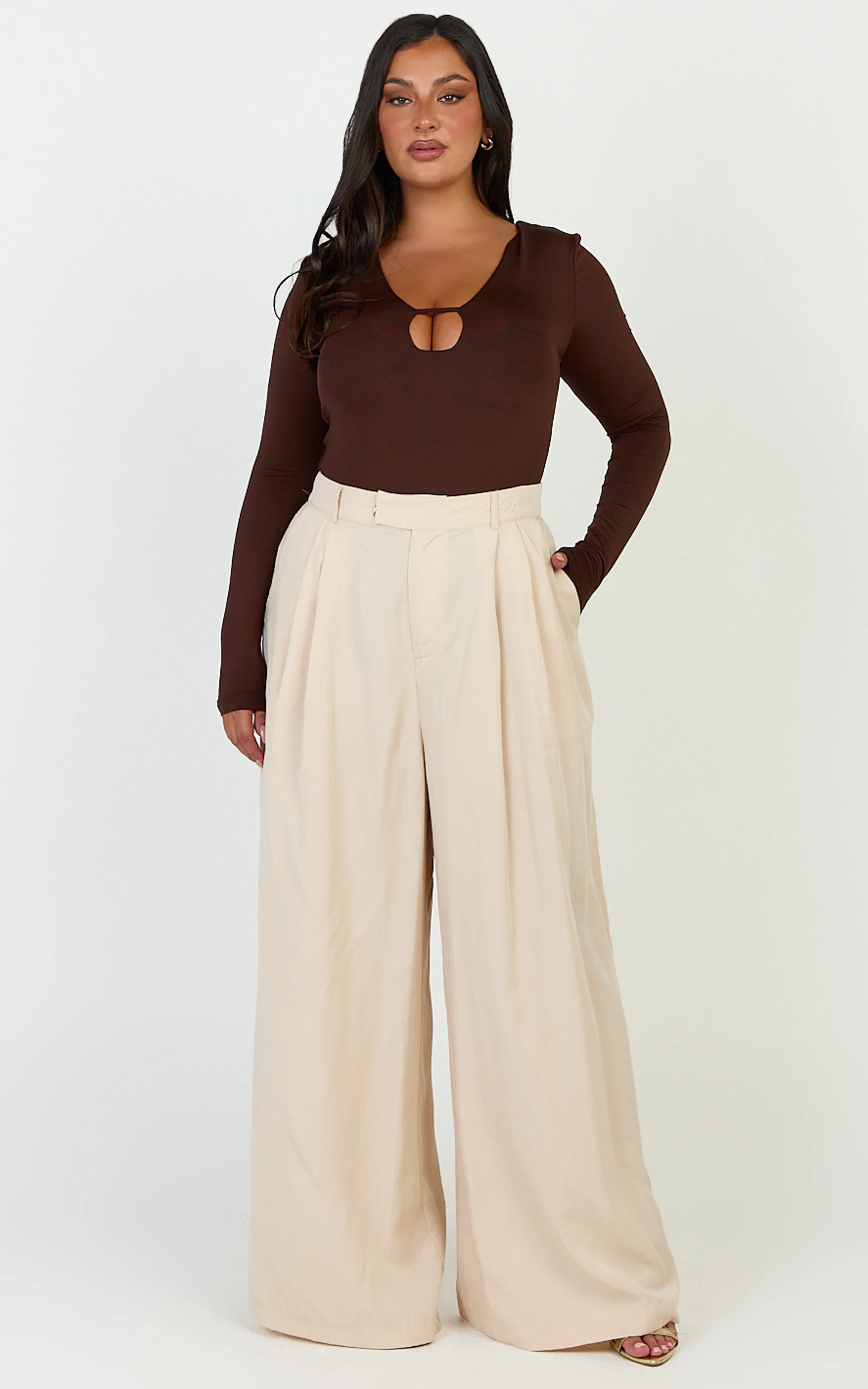 Clarke Pants - High Waist Wide Leg Pants in Neutral - Image 2