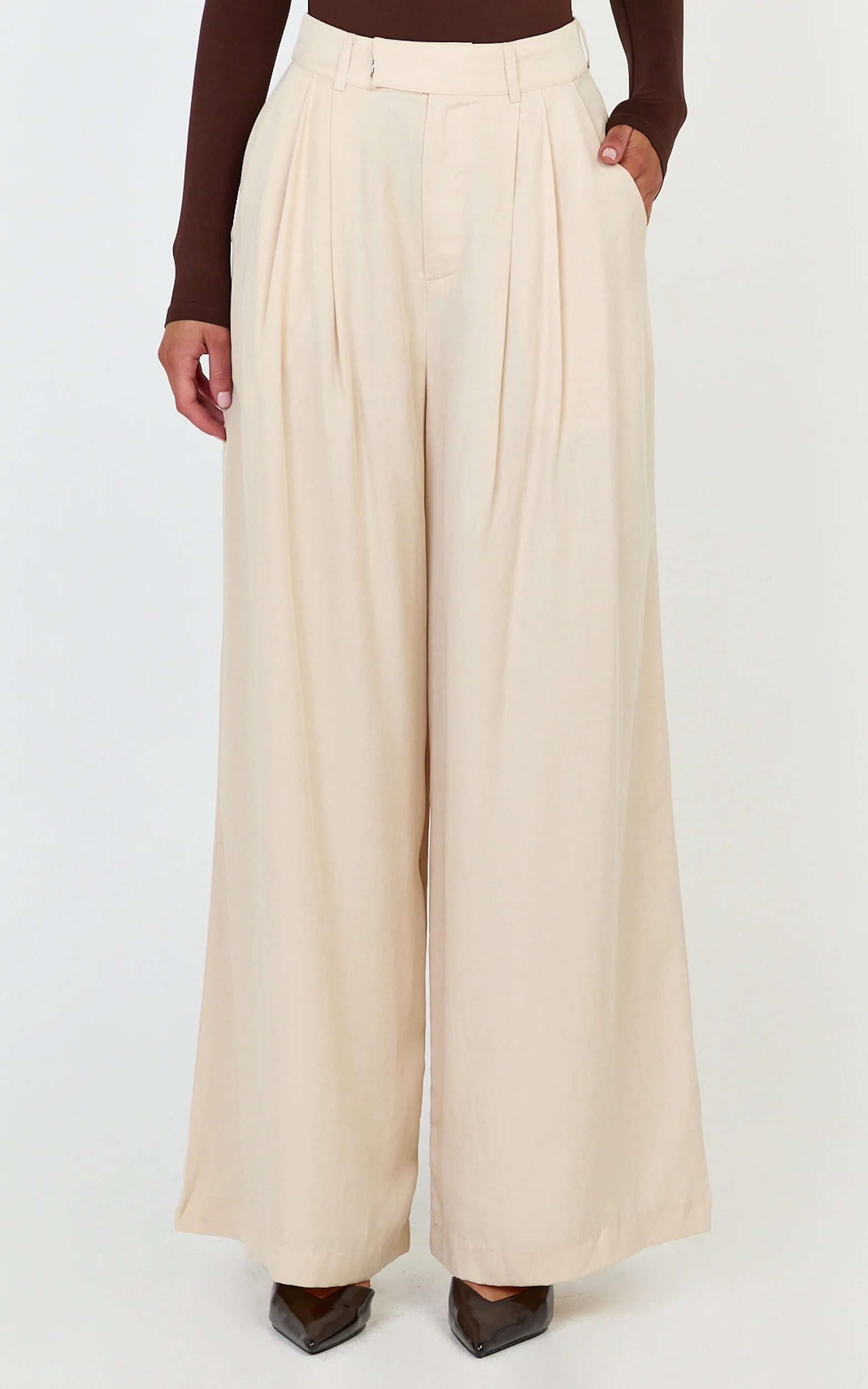 Clarke Pants - High Waist Wide Leg Pants in Neutral - Image 3