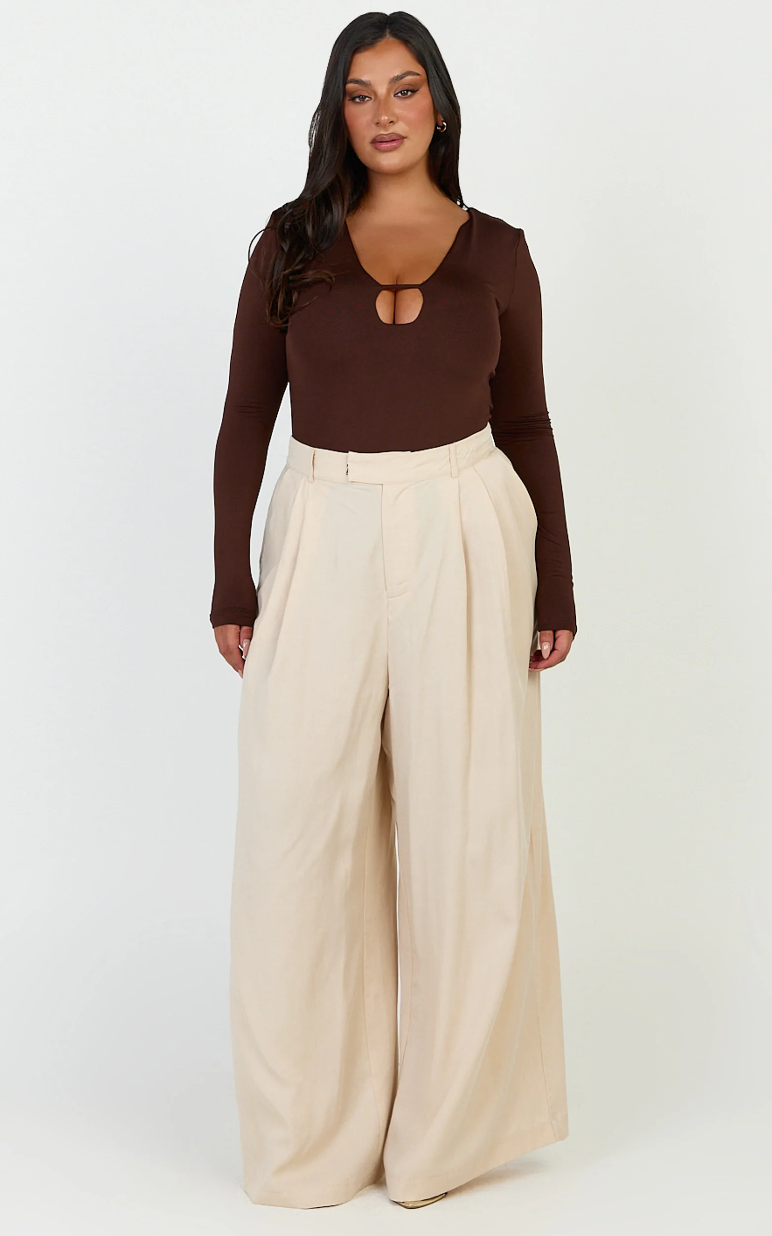 Clarke Pants - High Waist Wide Leg Pants in Neutral - Image 4