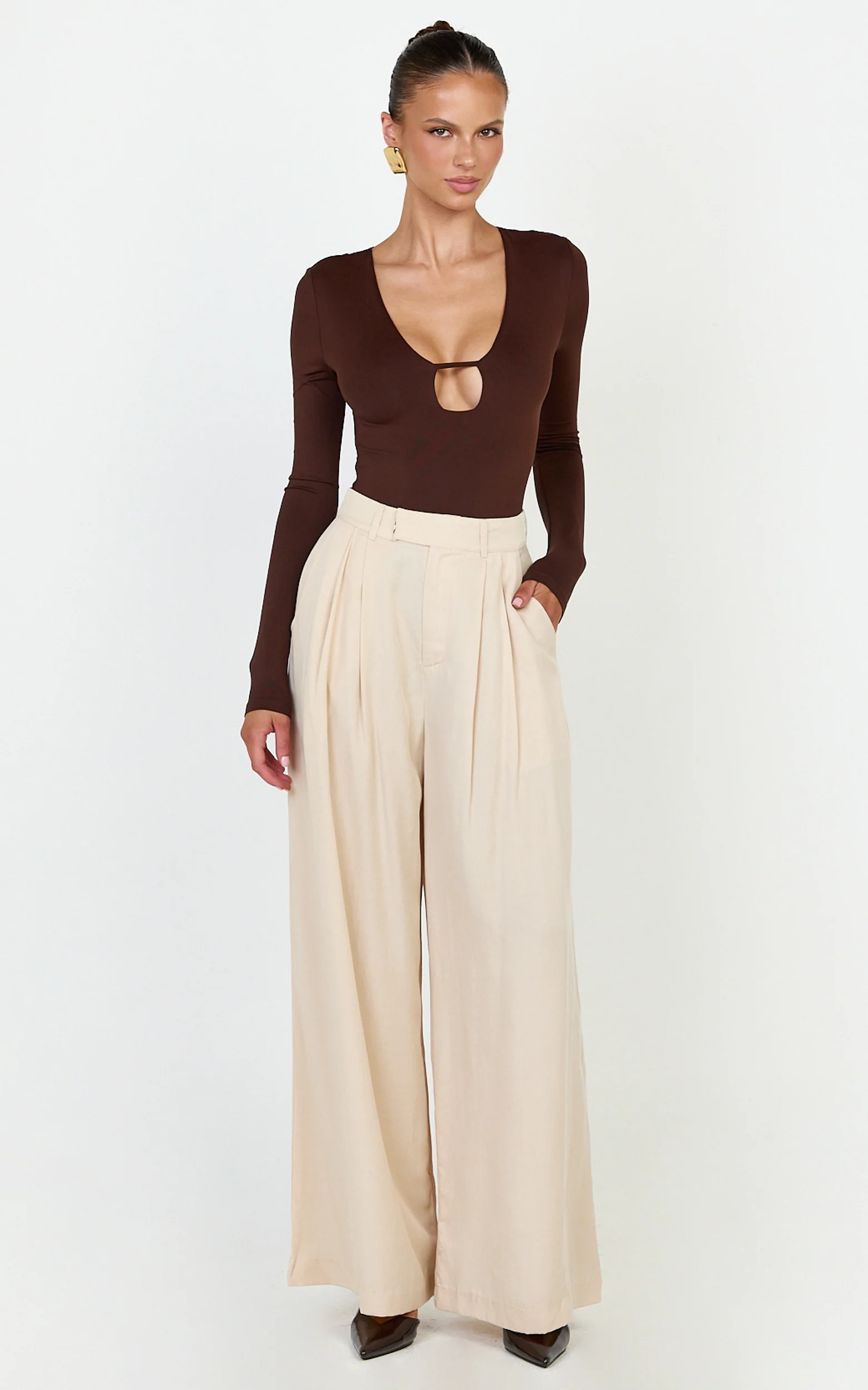 Clarke Pants - High Waist Wide Leg Pants in Neutral - Image 5