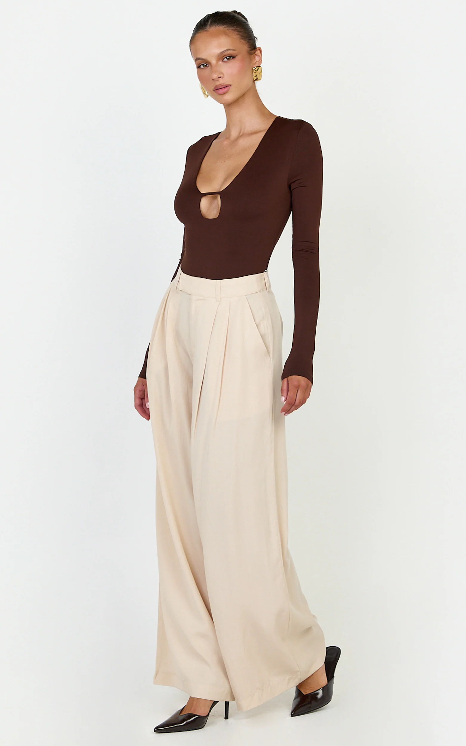 Clarke Pants - High Waist Wide Leg Pants in Neutral - Image 6