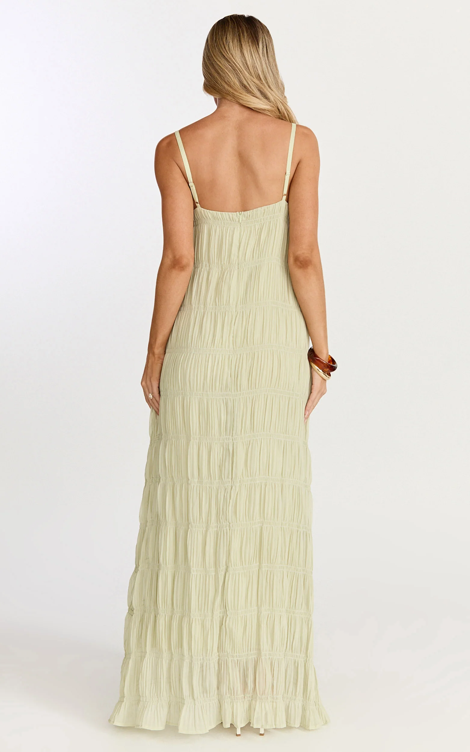 Cleo Maxi Dress - Textured Detail Dress in Sage - Image 5
