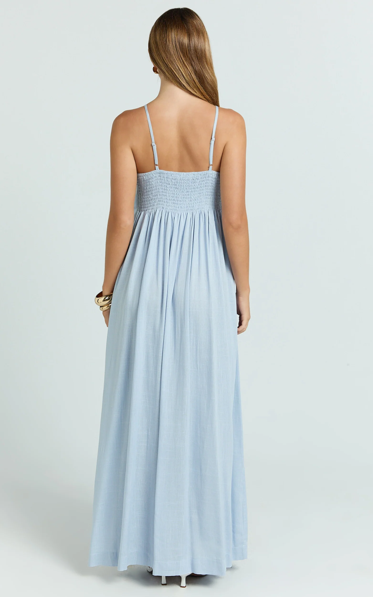 Cloe Maxi Dress - Pleated Detail Dress in Blue - Image 6