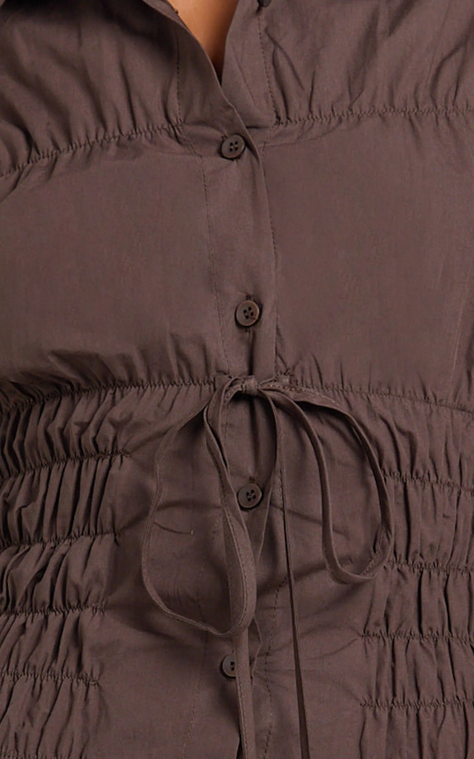 Cody Shirt - Ruched Detail Scrunch Shirt in Chocolate - Image 7
