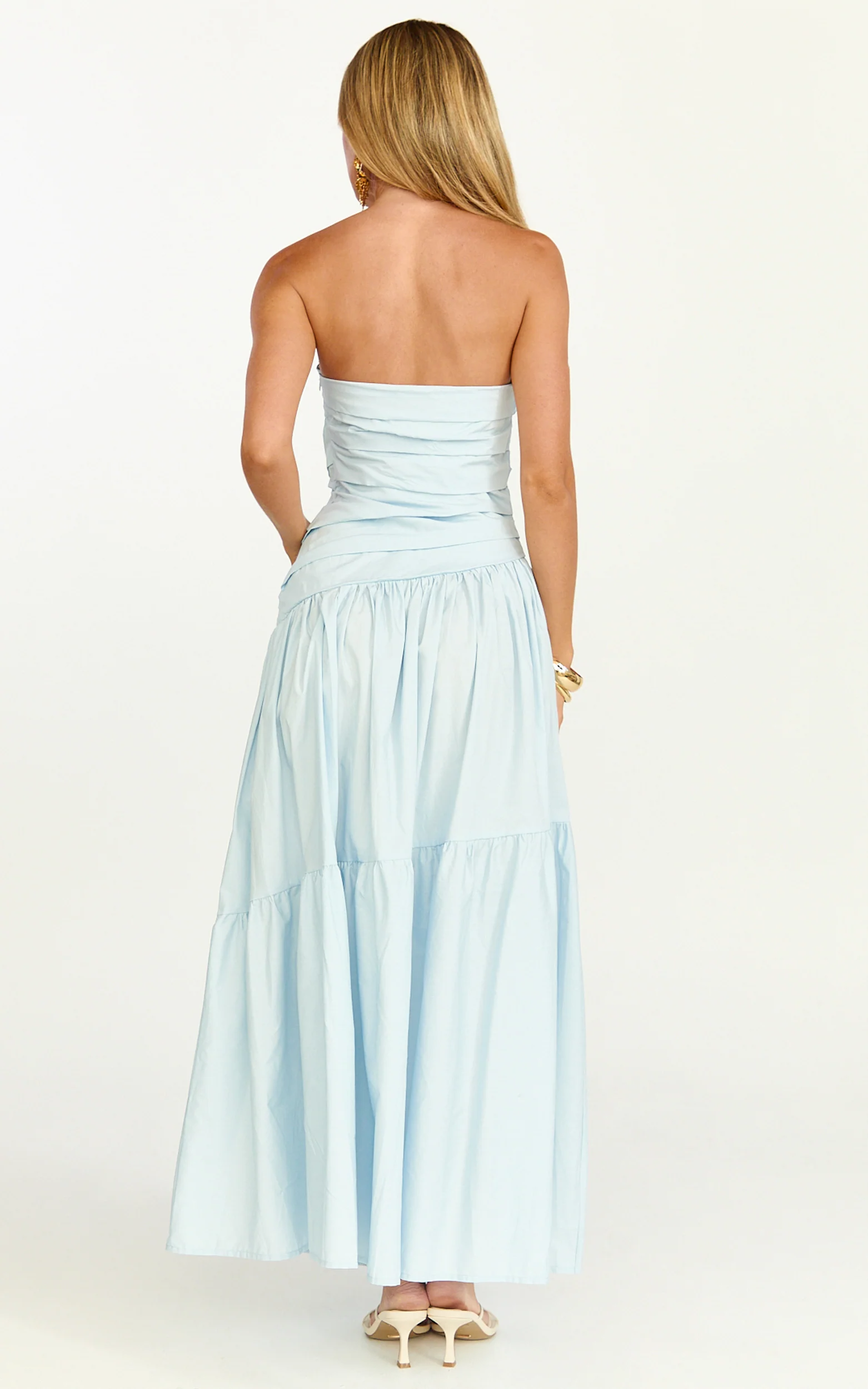 Cora Midi Dress - Strapless Dress in Blue - Image 5