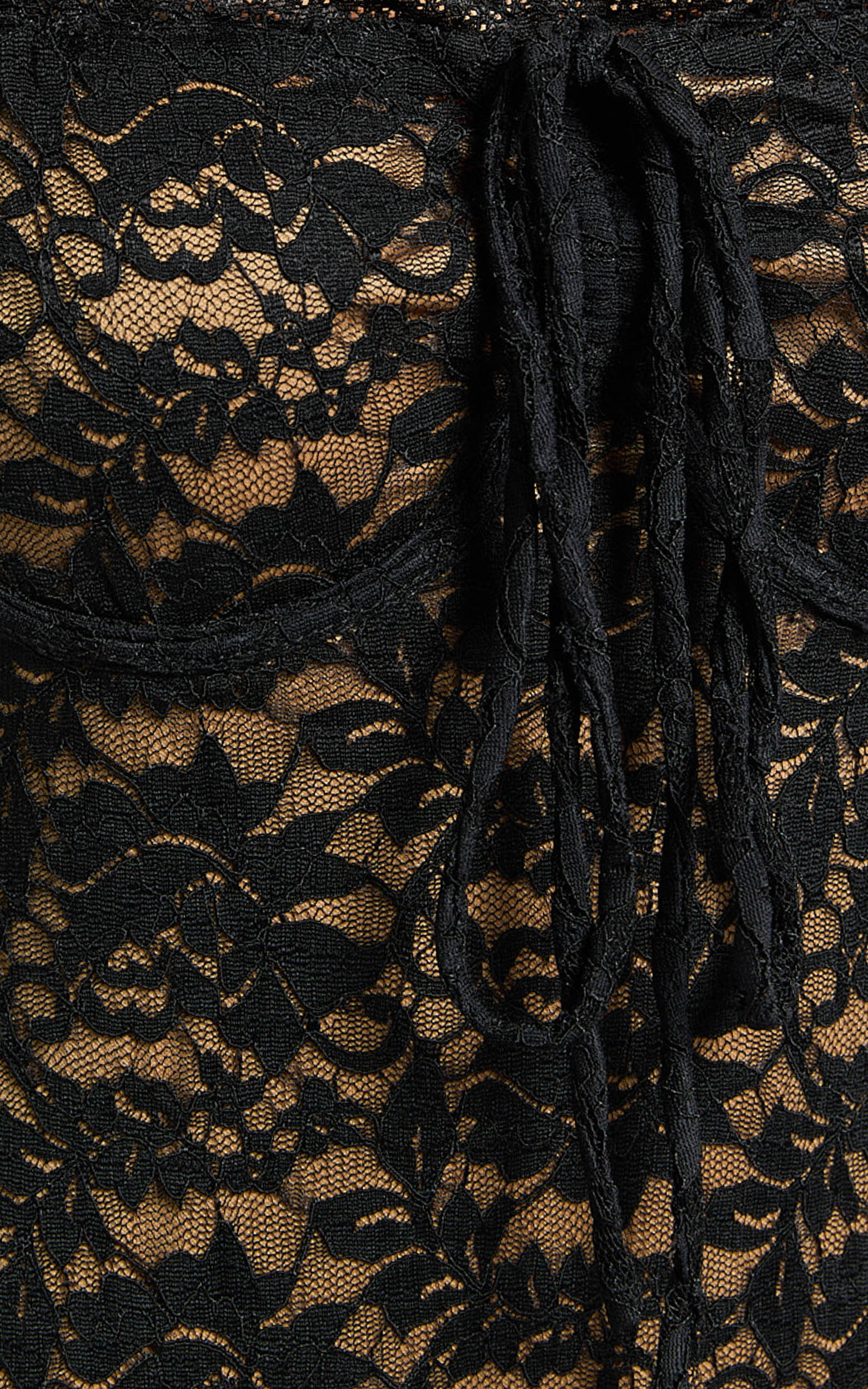 Corinna Mini Dress - Ruched Bust Wide Strap Detail Lace Dress in Black - Image 7