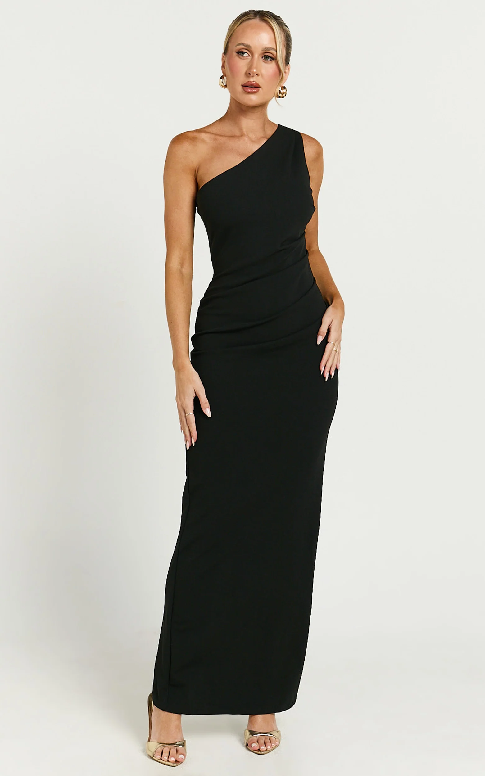 Criselda Maxi Dress - One Shoulder Maxi Dress in Black - Image 4