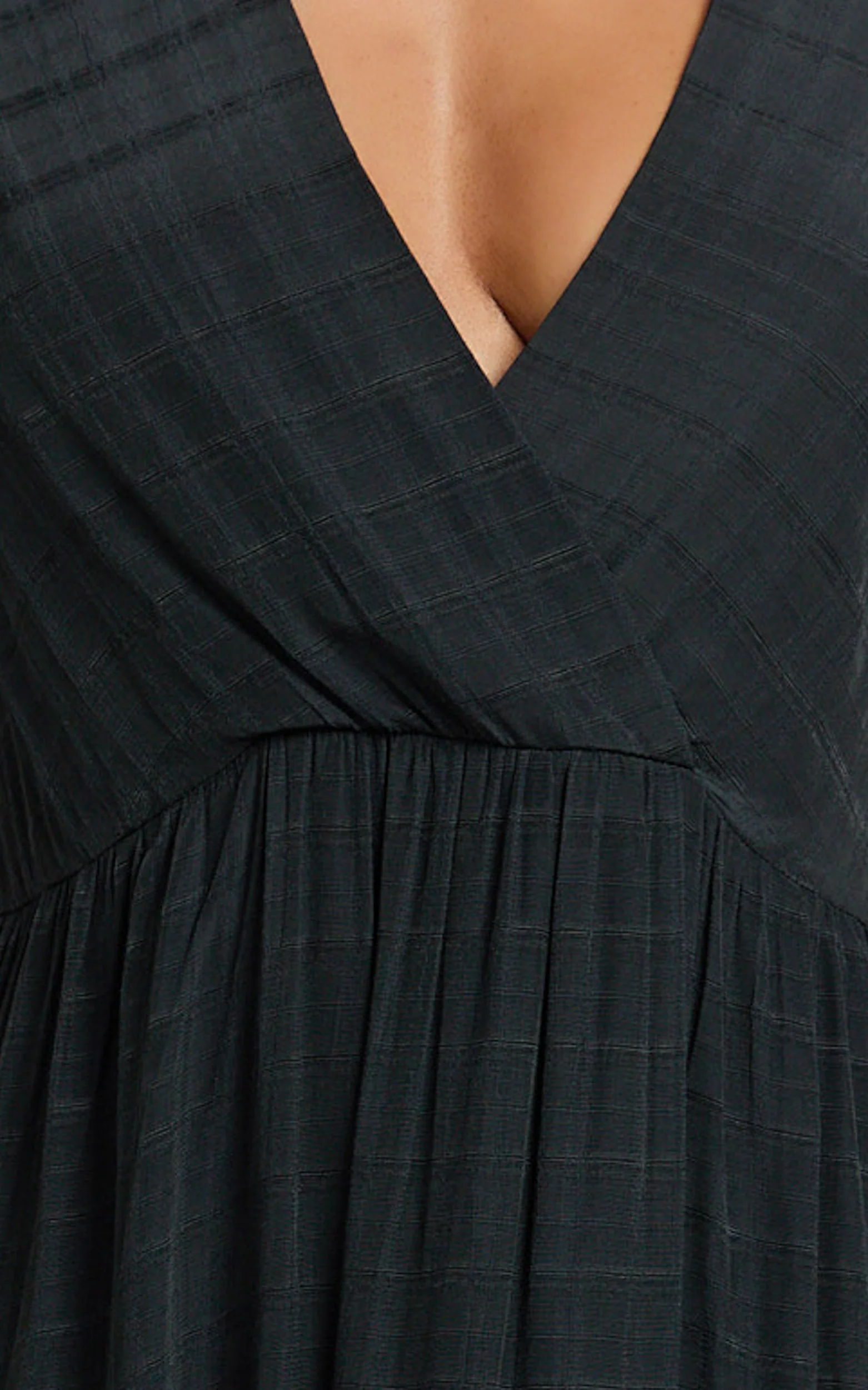 Cryzel Midi Dress - Flutter Sleeve Tiered Dress in Black - Image 6