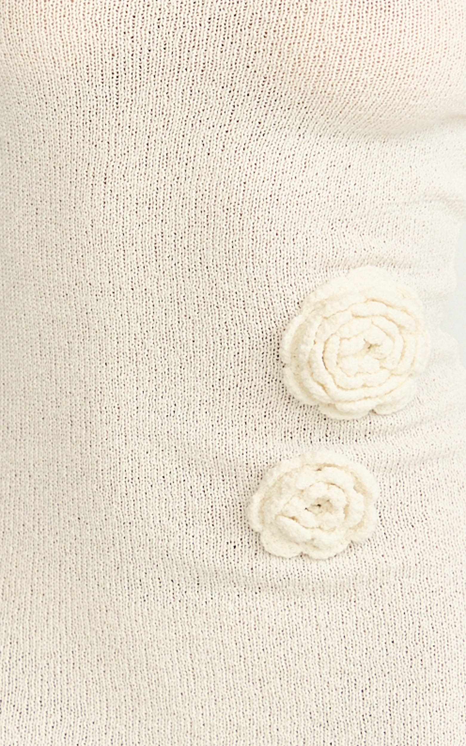 Daisy Mini Dress - Tipped Shoulder 3D Floral Knit Dress in Cream - Image 6