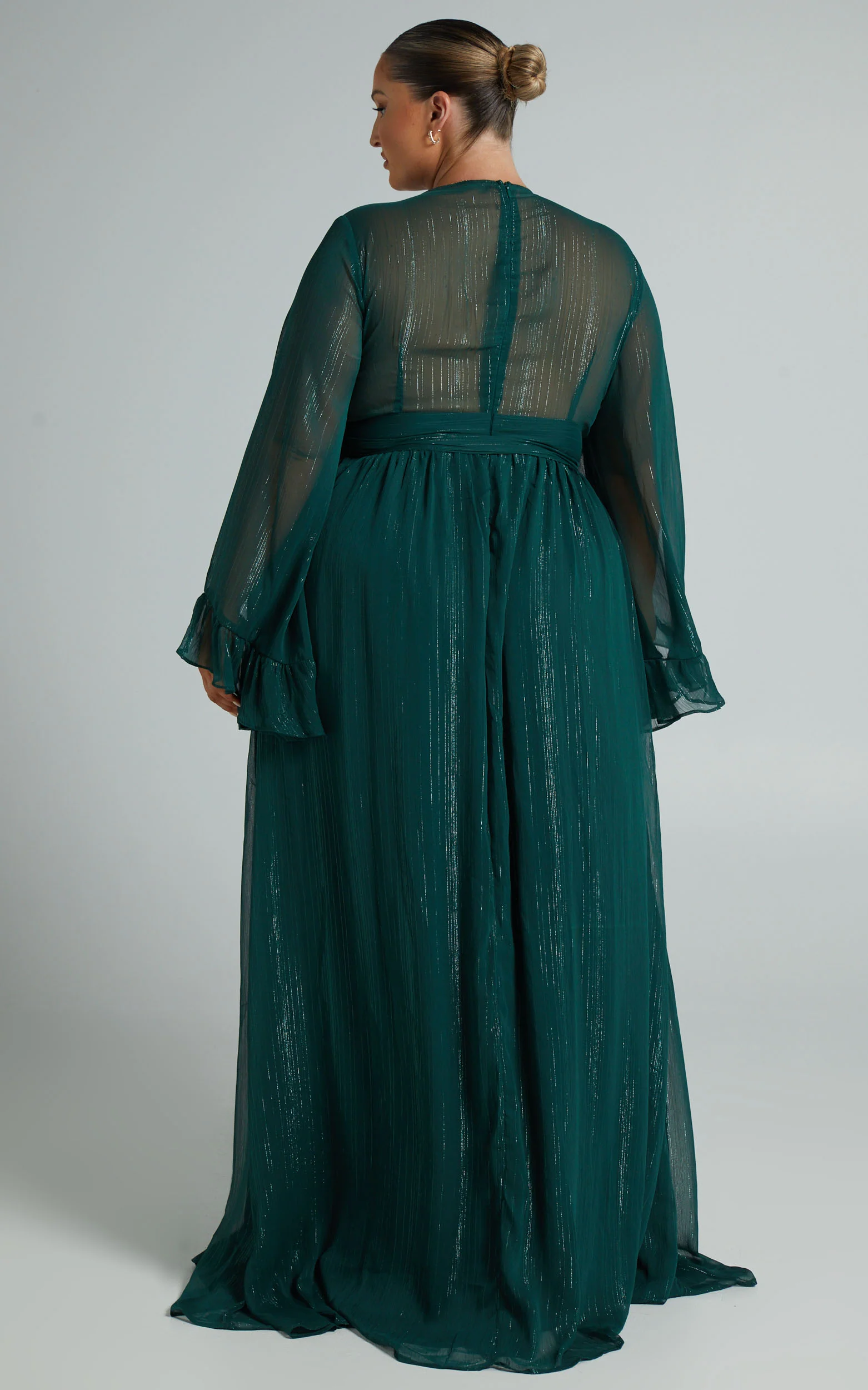 Dangerous Woman Maxi Dress - Plunge Thigh Split Dress in Emerald - Image 6