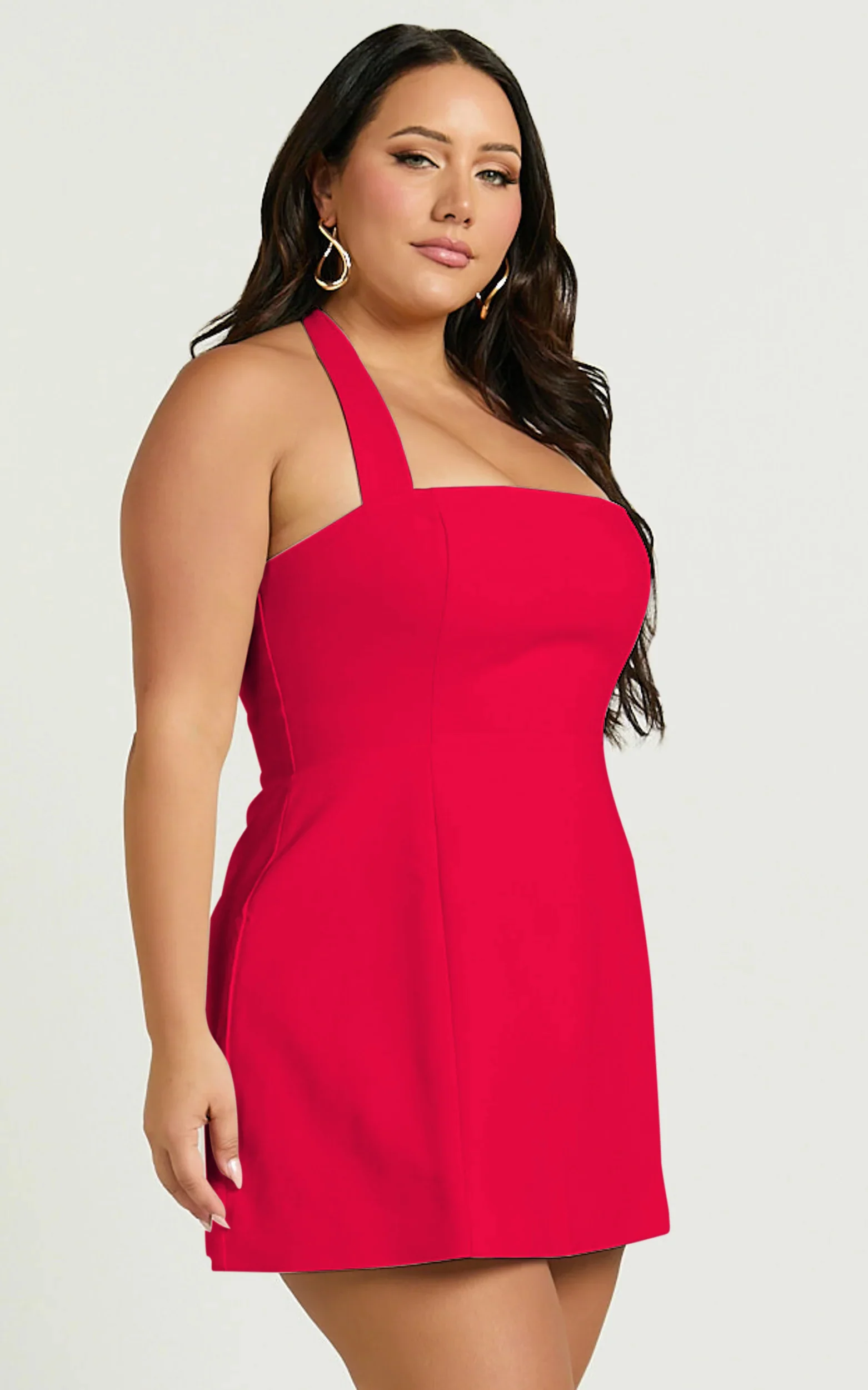 Dante Mini Dress - Halter Neck Tie Tulip Skirt Dress in Red - Image 6