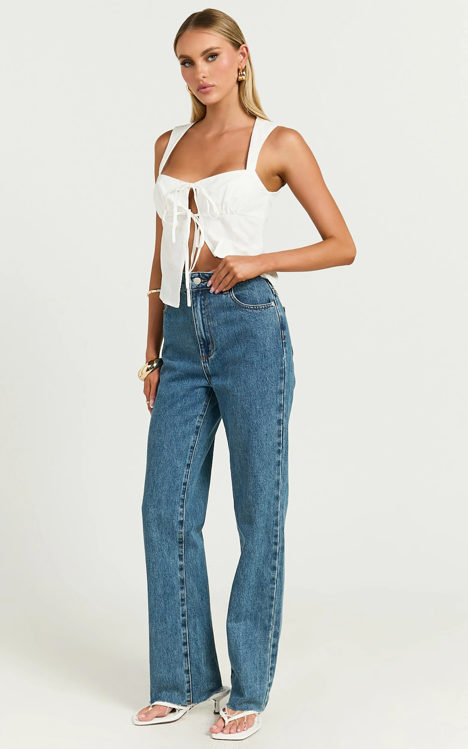 Dexter Jeans - High Waisted Straight Leg Denim Jeans in Dark Blue Wash - Image 5