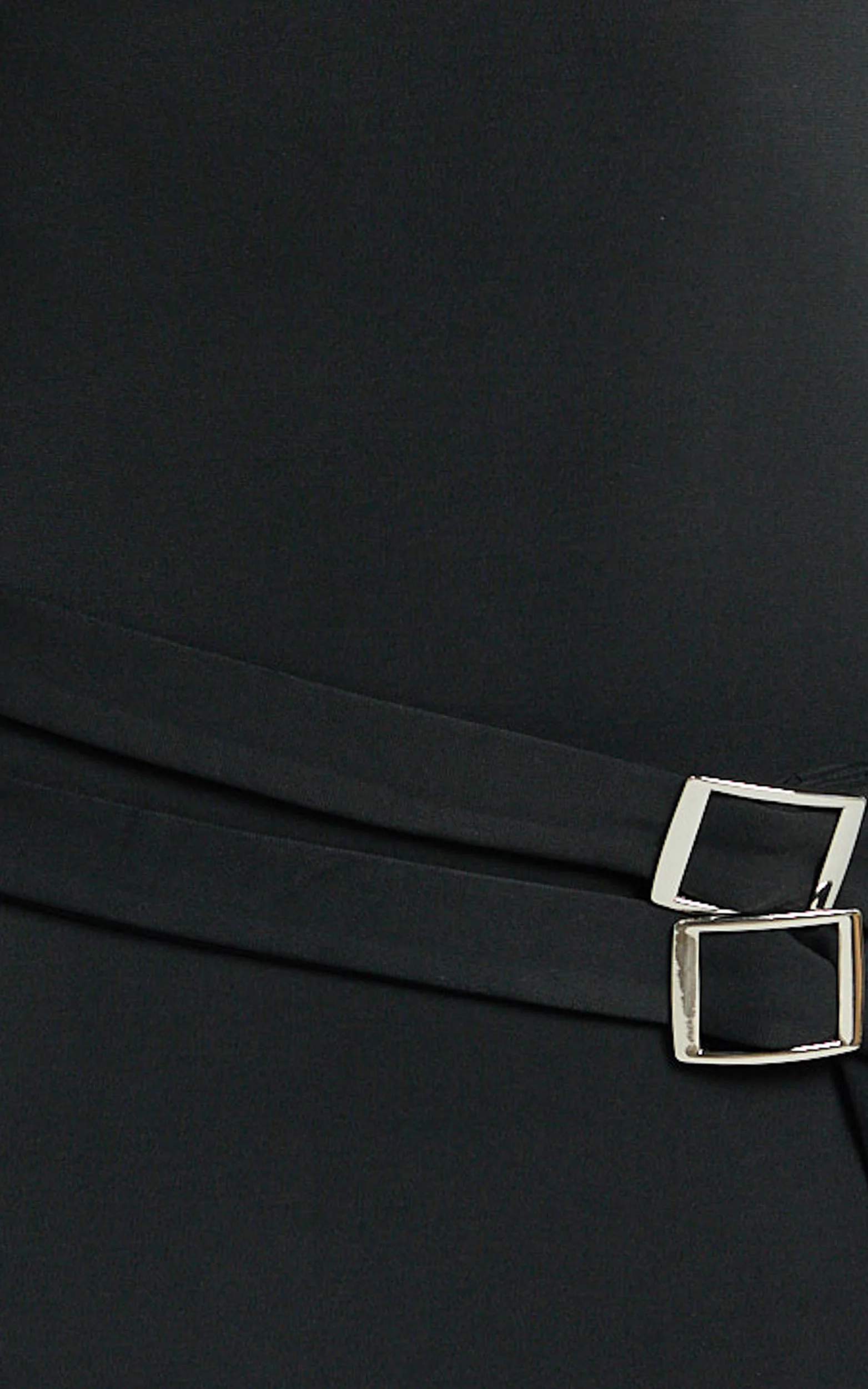 Diane Mini Dress - High Neck Double Belt Long Sleeve Bodycon Dress in Black - Image 7