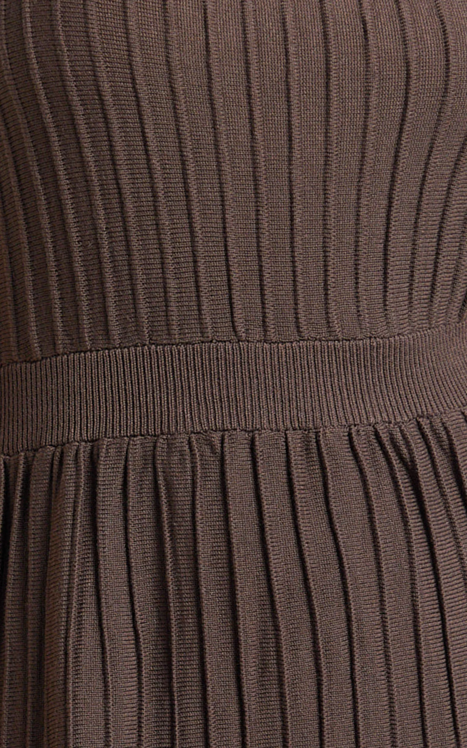 Donissa Midi Dress - Panelled Knit Dress in Chocolate - Image 6