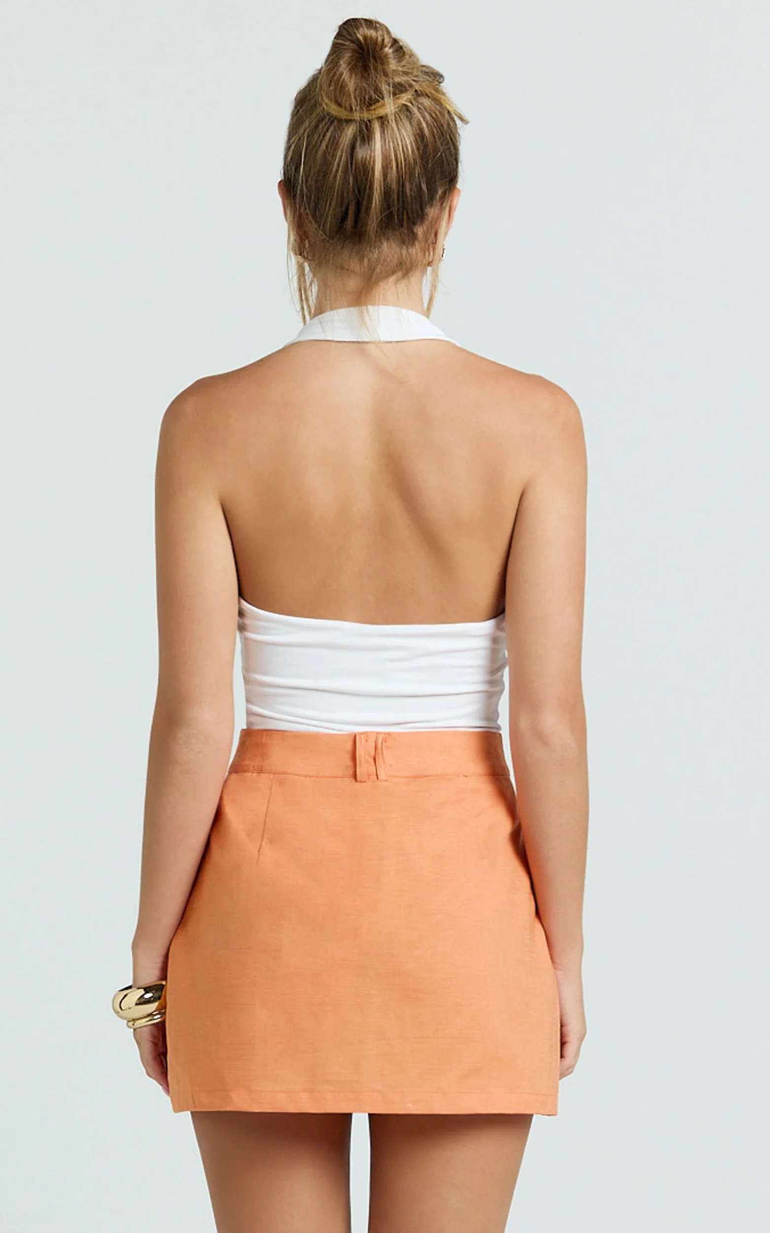Dream Linen Blend Skort - High Waisted A Line Skort in Orange - Image 9