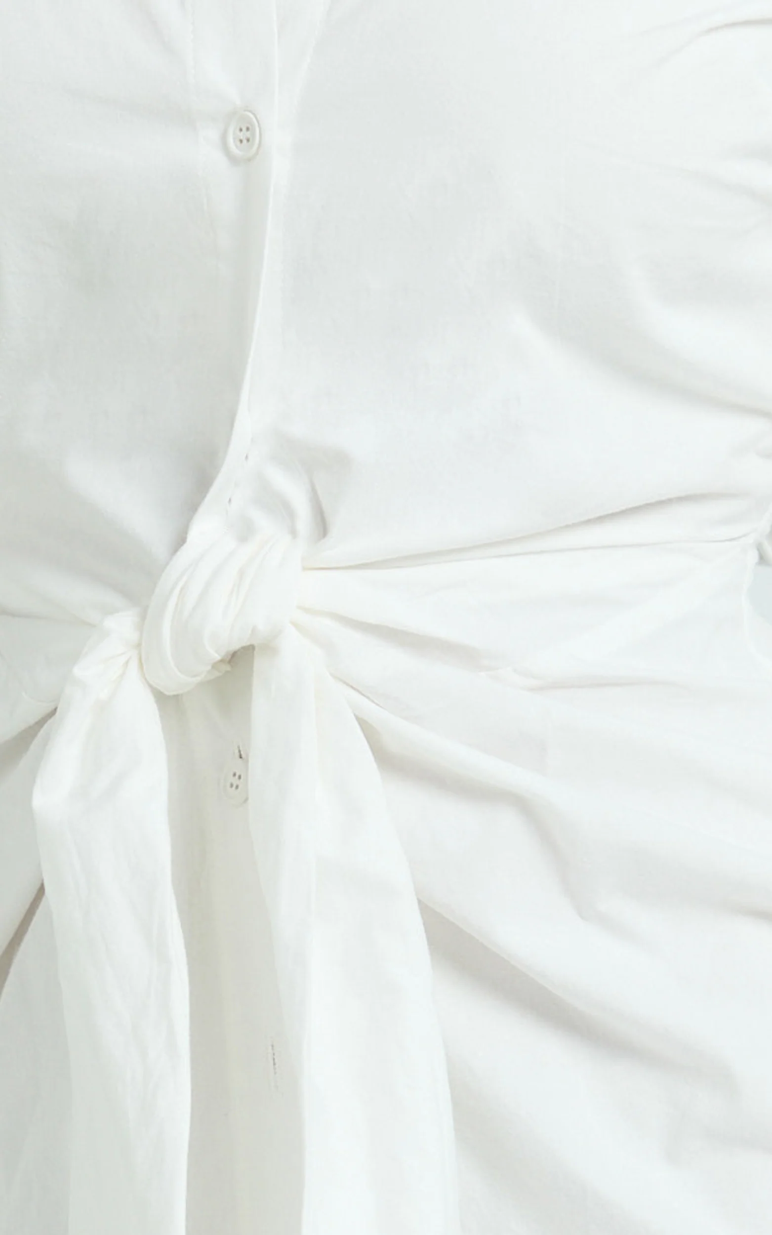 Duncan Mini Dress - Long Sleeve Tie Waist Shirt Dress in White - Image 6