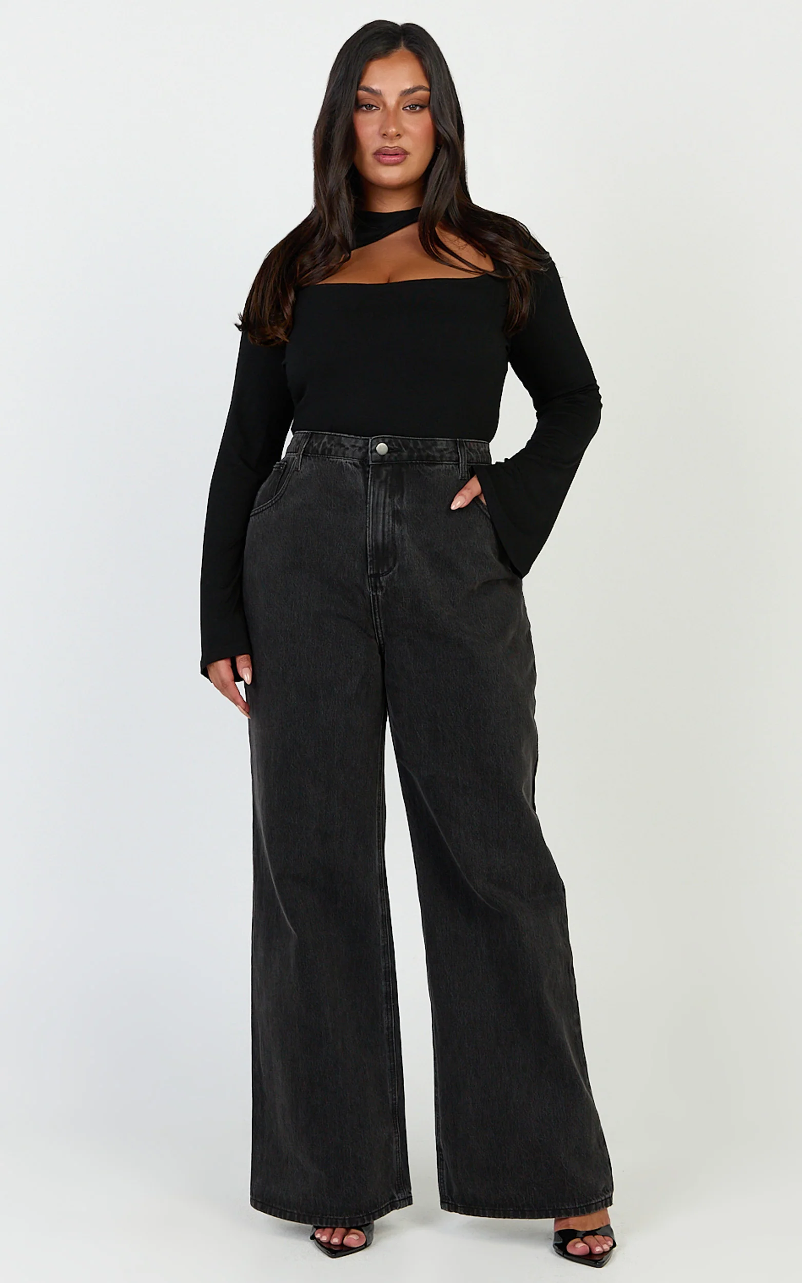 Edith Top - Twist Detail Long Sleeve Top in Black - Image 4
